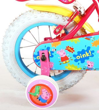 Peppa Pig Kinderfahrrad Mädchen - 12 Zoll - Pink - Zwei Handbremsen - 85% zusammengebaut, Handbremse, Luftbereifung, einstellbare Lenkerhöhe, Stahlfelgen