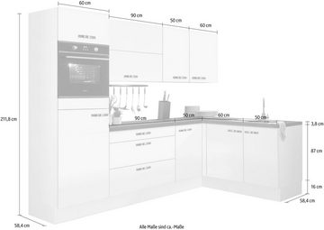 OPTIFIT Winkelküche Cara, mit Vollauszügen und Soft-Close-Funktion, Stellbreite 265 x 175 cm