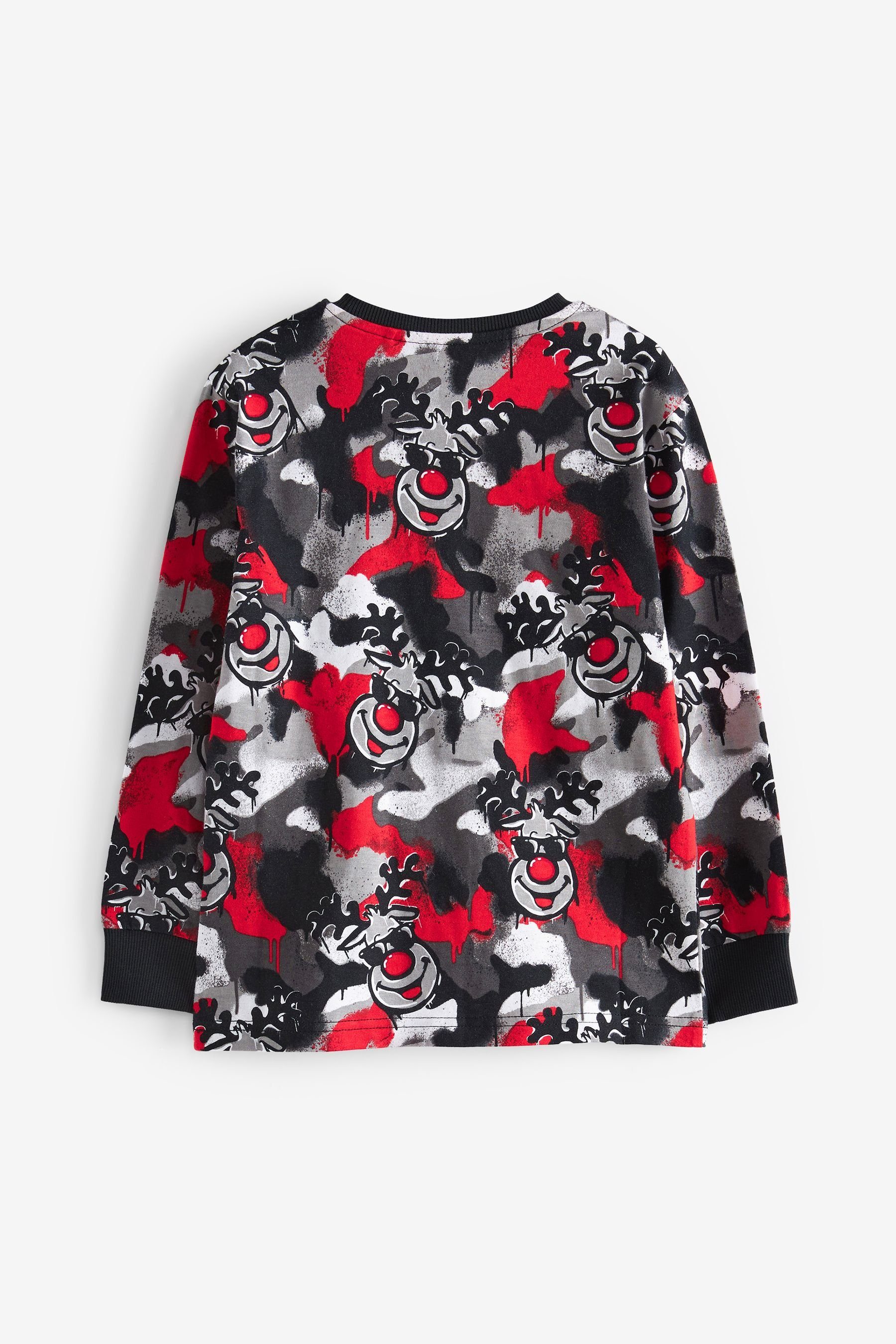 Pyjama Weihnachtlicher (2 tlg) Red/Grey Schlafanzug Reindeer Next Camouflage
