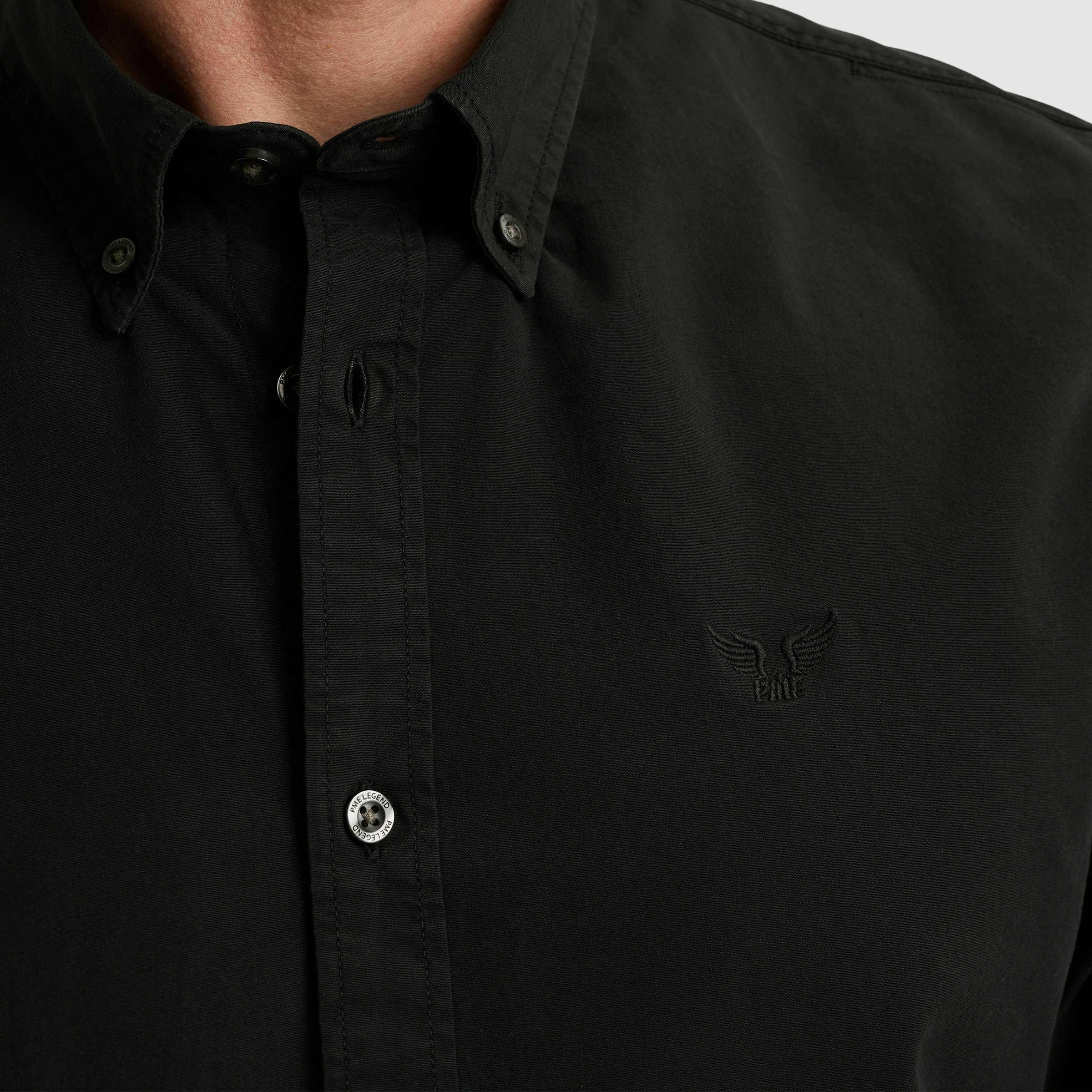 PME LEGEND Langarmhemd mit Logo Stickerei