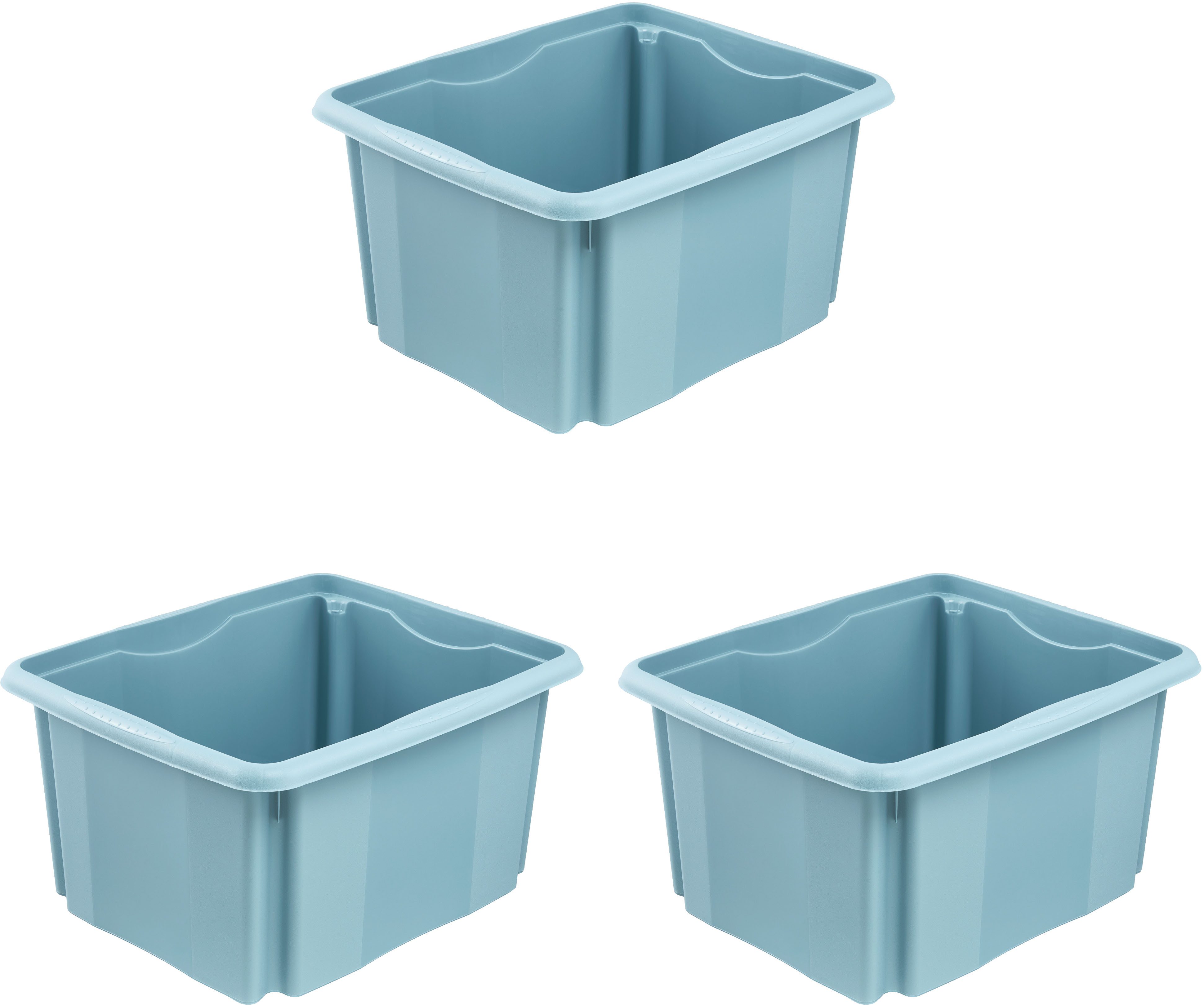 keeeper Aufbewahrungsbox Emil, 3er Set, 24 L, 41 x 34,5 x 22 cm (Set, 3 St), ineinander und aufeinander stapelbar