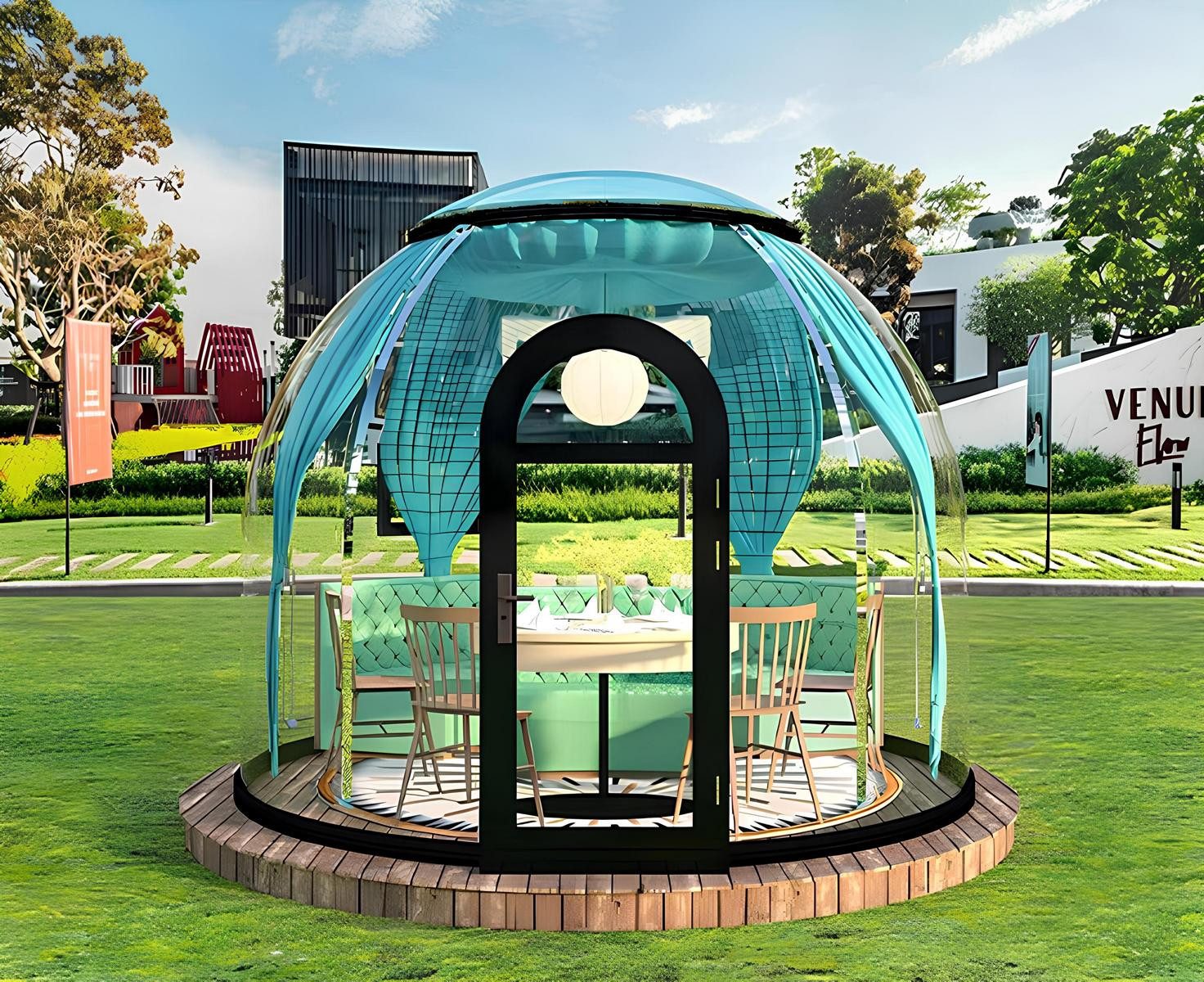 JVmoebel Pavillon Pavillon für 4-6 Personen Glaskuppel aus Polycarbonat, Made in Europa