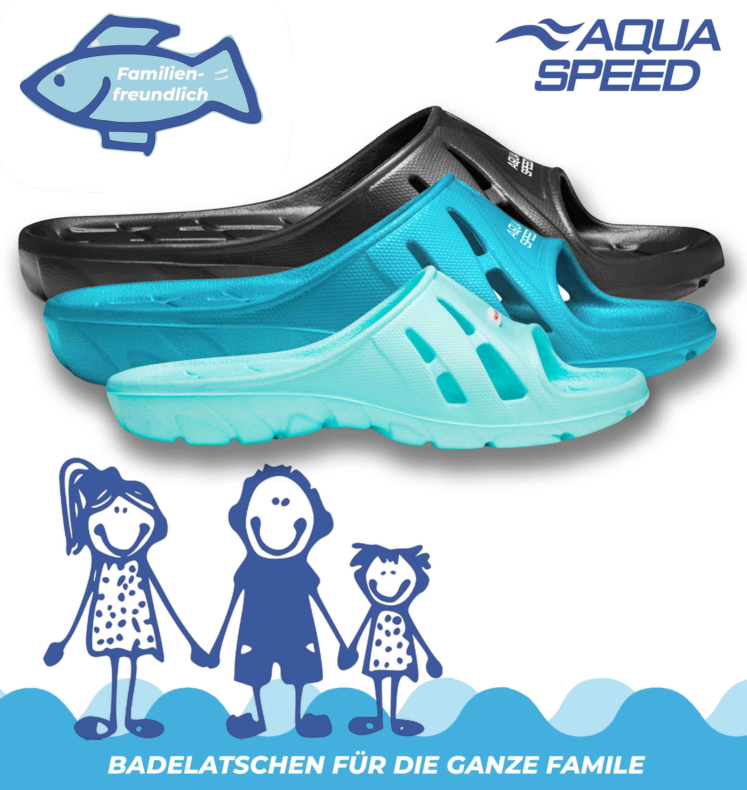 Aqua Speed ALABAMA Badelatschen Kinder + Mikrofaserhandtuch Badepantolette