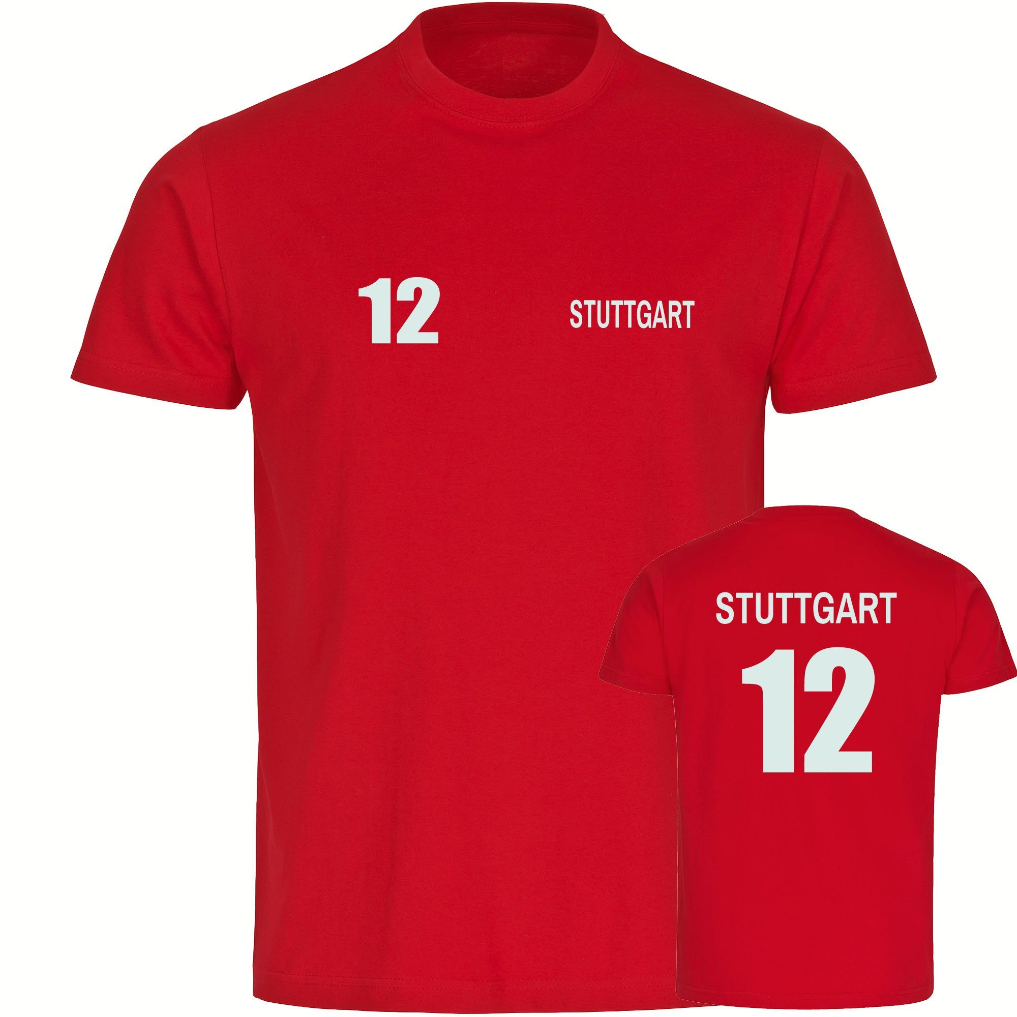 multifanshop T-Shirt Herren Stuttgart - Trikot Nummer 12 - Männer