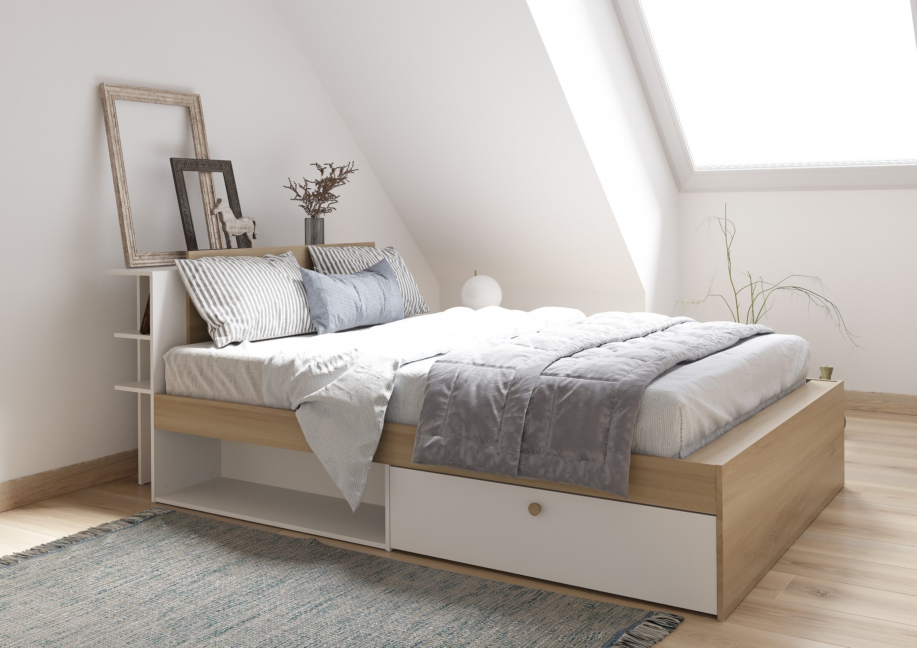 PREISBRECHER Stauraumbett LIFE, in Kronberg Eiche - 227x87,7x144,7cm (BxHxT)