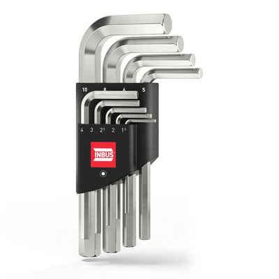INBUS Innensechskantschlüssel Set 1,5 - 10mm Winkelschraubendrehersatz, Sechskantschlüssel (9teilig), kurze Ausführung