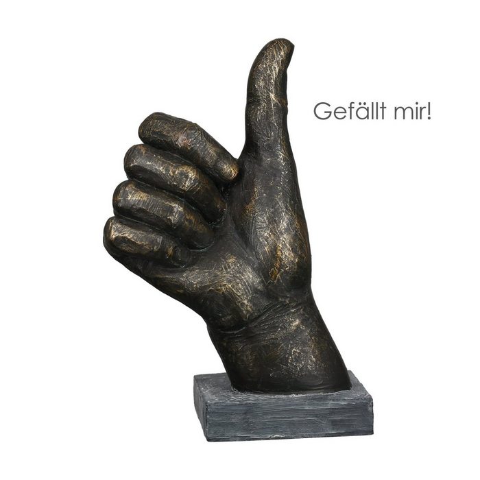 GILDE Dekofigur GILDE Skulptur Daumen hoch - braun-bronze-grau - H. 22cm x B. 14cm