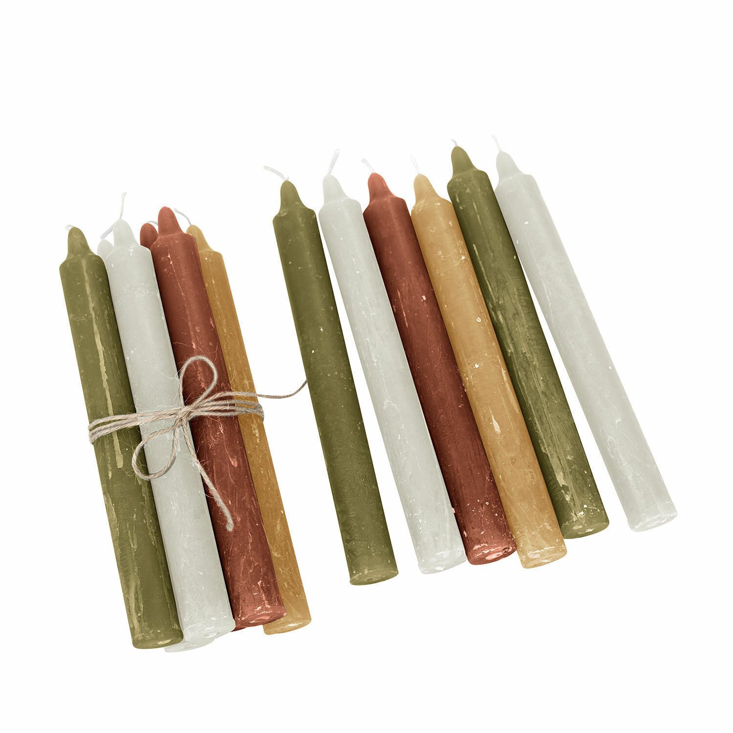Mirabeau Stumpenkerze Kerze 12er Set Bauceau rosa/hellgrün/creme (12er Set, 12er Set), none