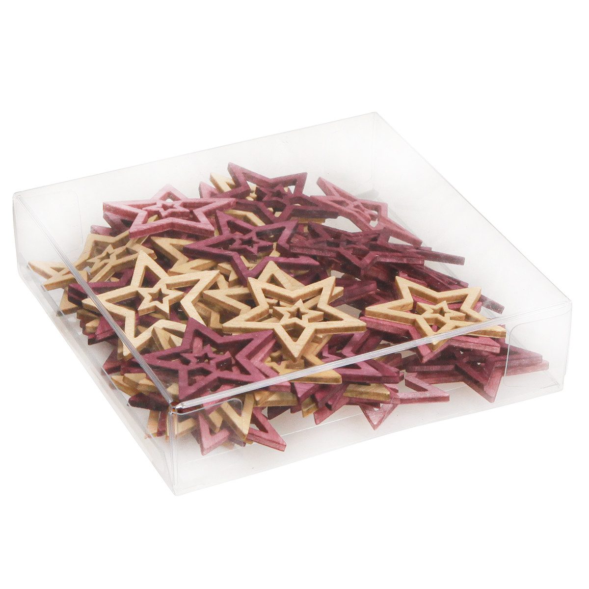 Florists Products Weihnachtsmann Streudeko Holzsterne Ø4cm 72St Berry Rosa Natur Weihnachten, 72 Stück
