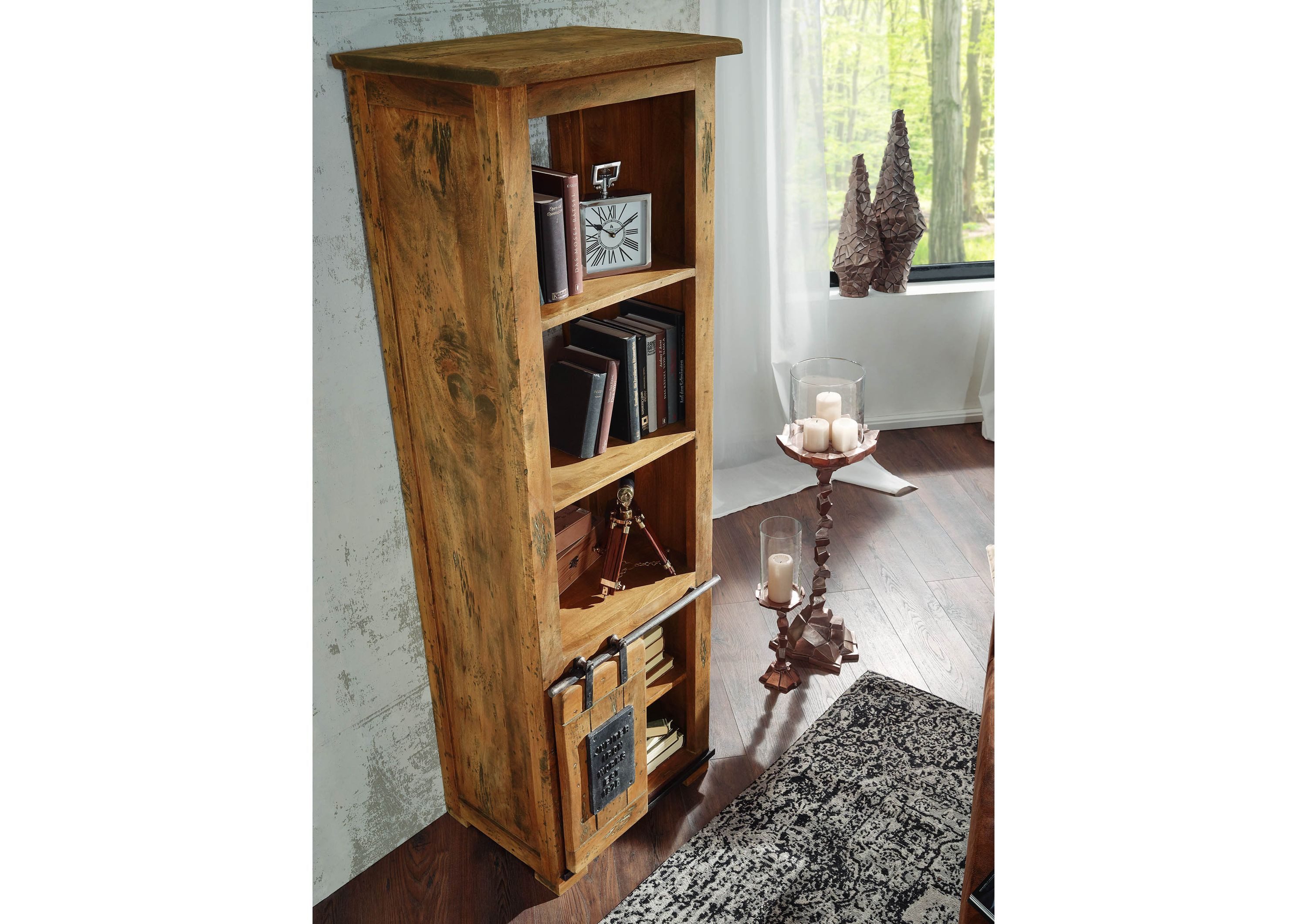 Massivmoebel24 Bücherregal RAILWAY, 1-tlg., Bücherregal Mango 60x41x180 natur lackiert RAILWAY #104