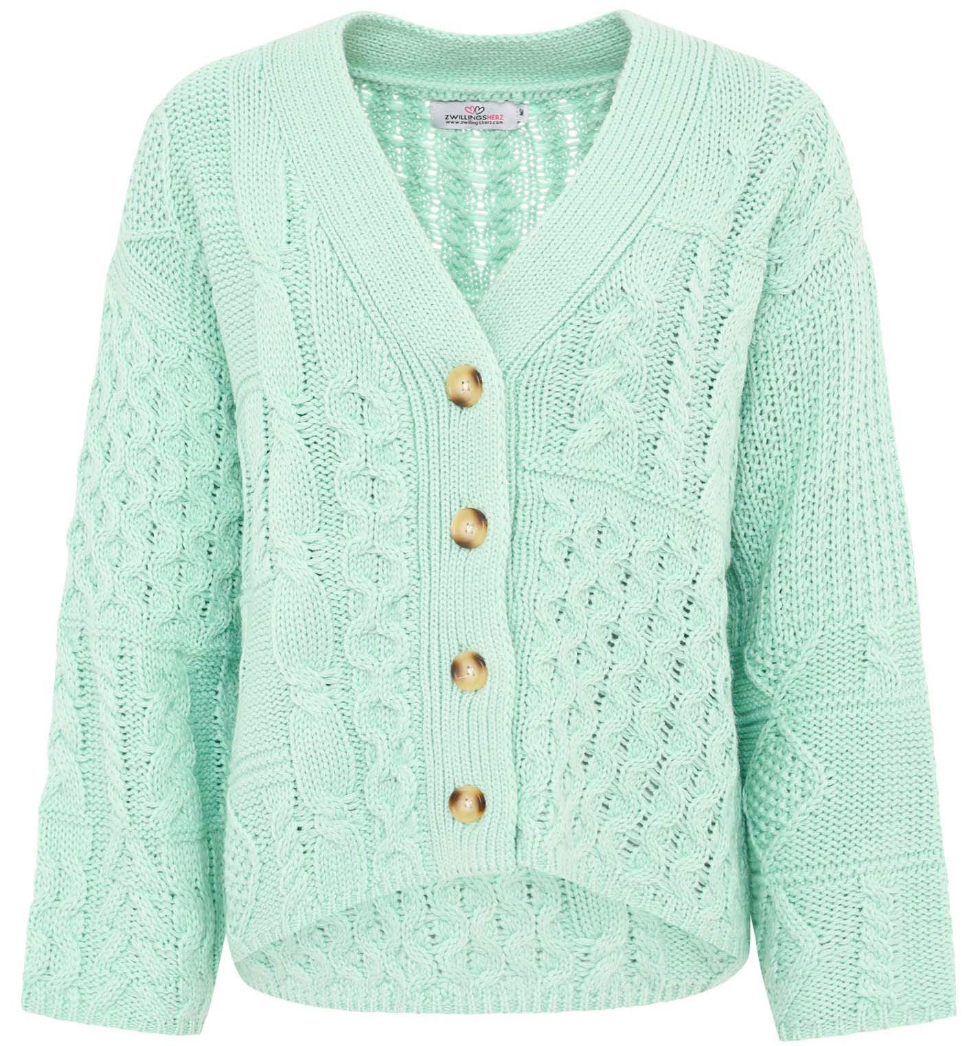Zwillingsherz Cardigan "Zopfstrick" "Zopfstrick" mit Knopfleiste günstig online kaufen