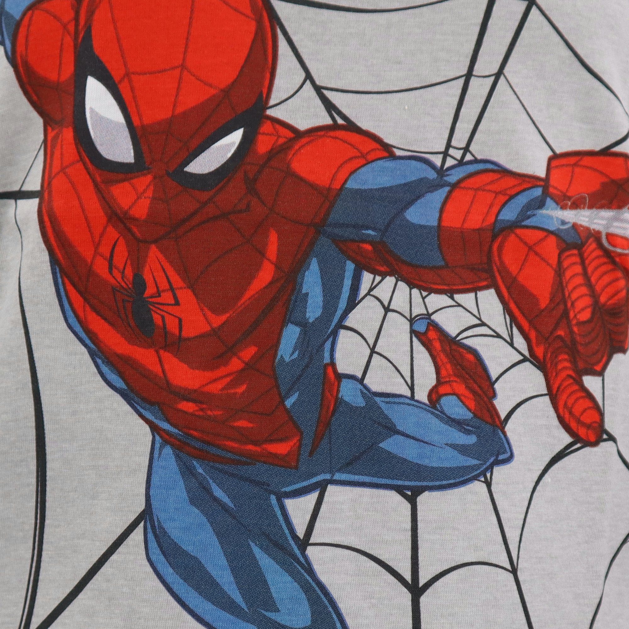 Blau kurzarm Marvel Kinder Gr. T-Shirt Spiderman 128, 98 bis Print-Shirt MARVEL Grau Jungen oder