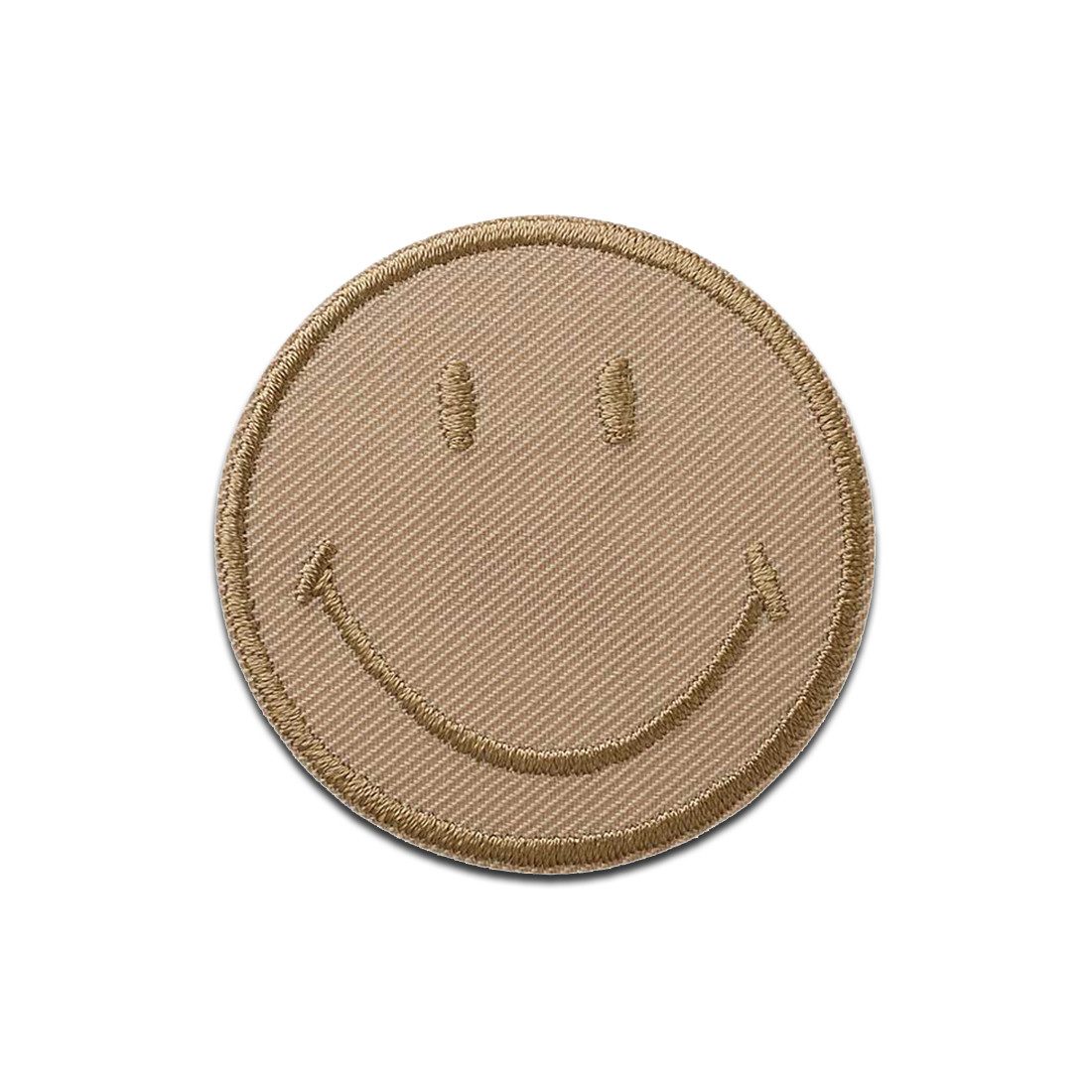 Smiley Aufnäher Bügelbild, Aufbügler, Applikationen, Patches, Flicken, zum aufbügeln, Polyester, Mono-Quick Smiley Braun - Größe: 5 x 5 cm