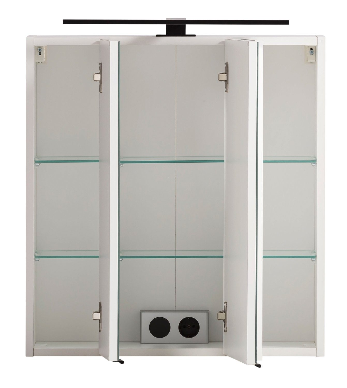 HELD MÖBEL Spiegelschrank MERAN, Weiß, B 60 cm x H 64 cm, mit LED-Aufsatzleuchte