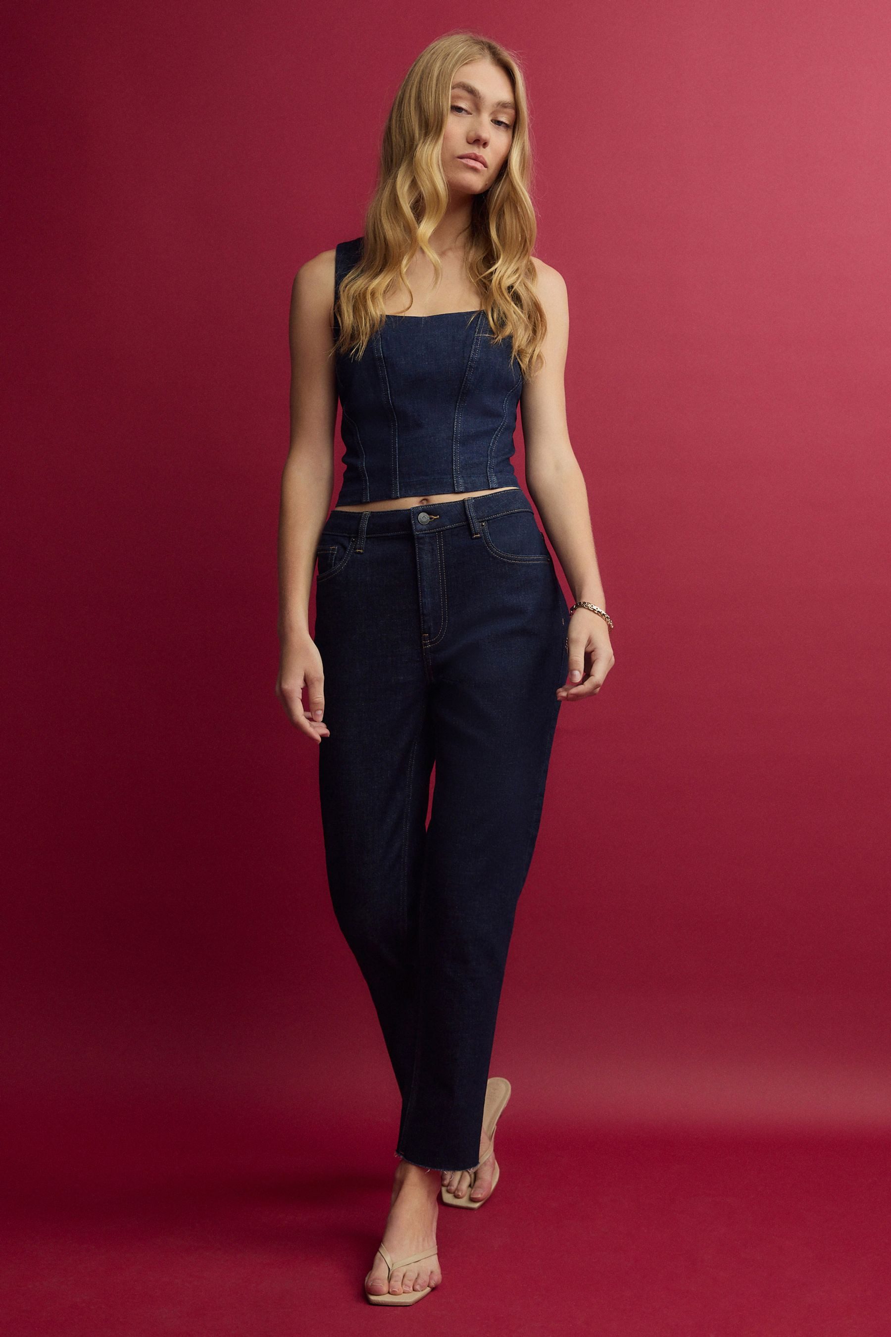 Next Trägertop Korsett-Oberteil aus Jeans (1-tlg)