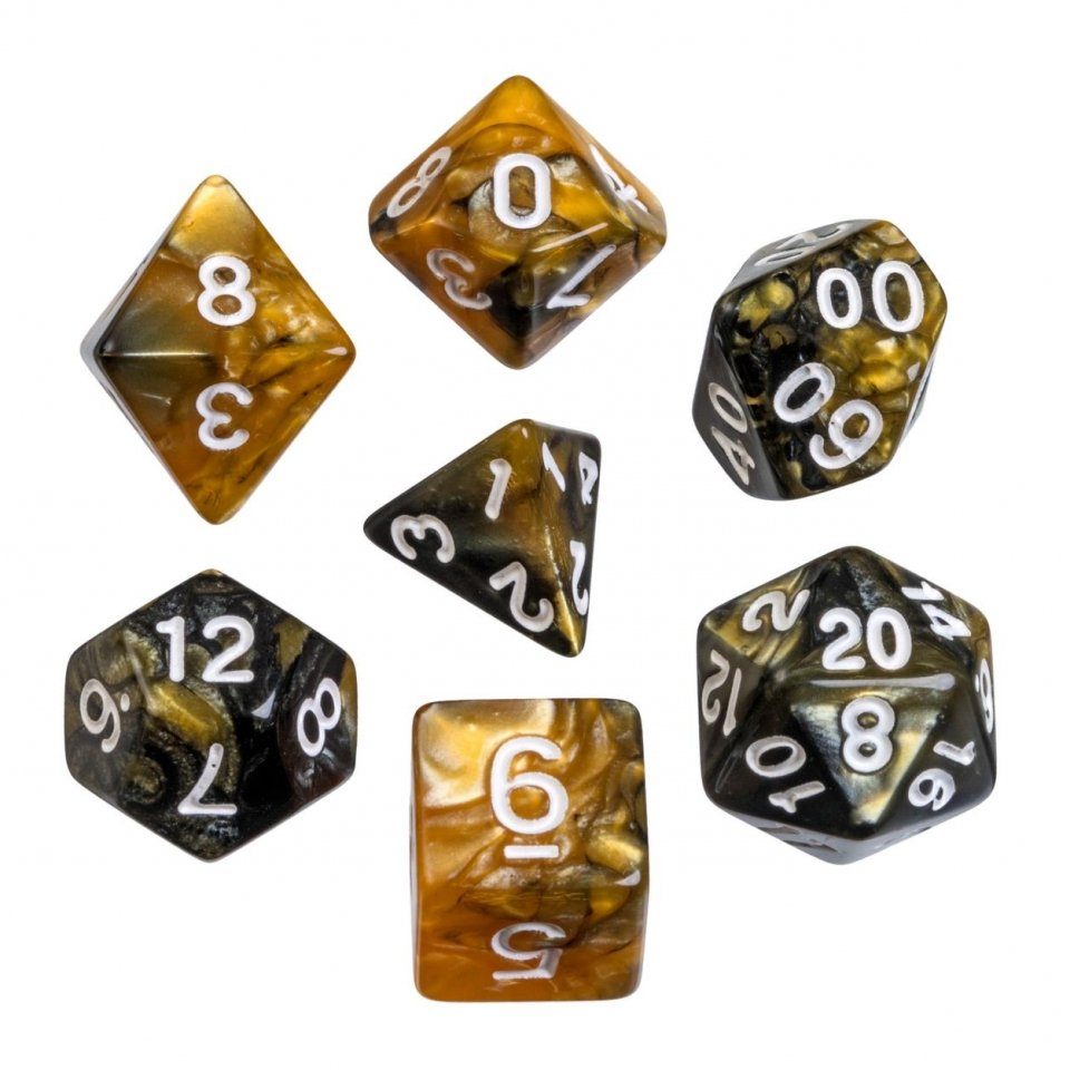 Philos Spiel, Würfel - oblivion - gelb - 7er Beutel - mehrseitig