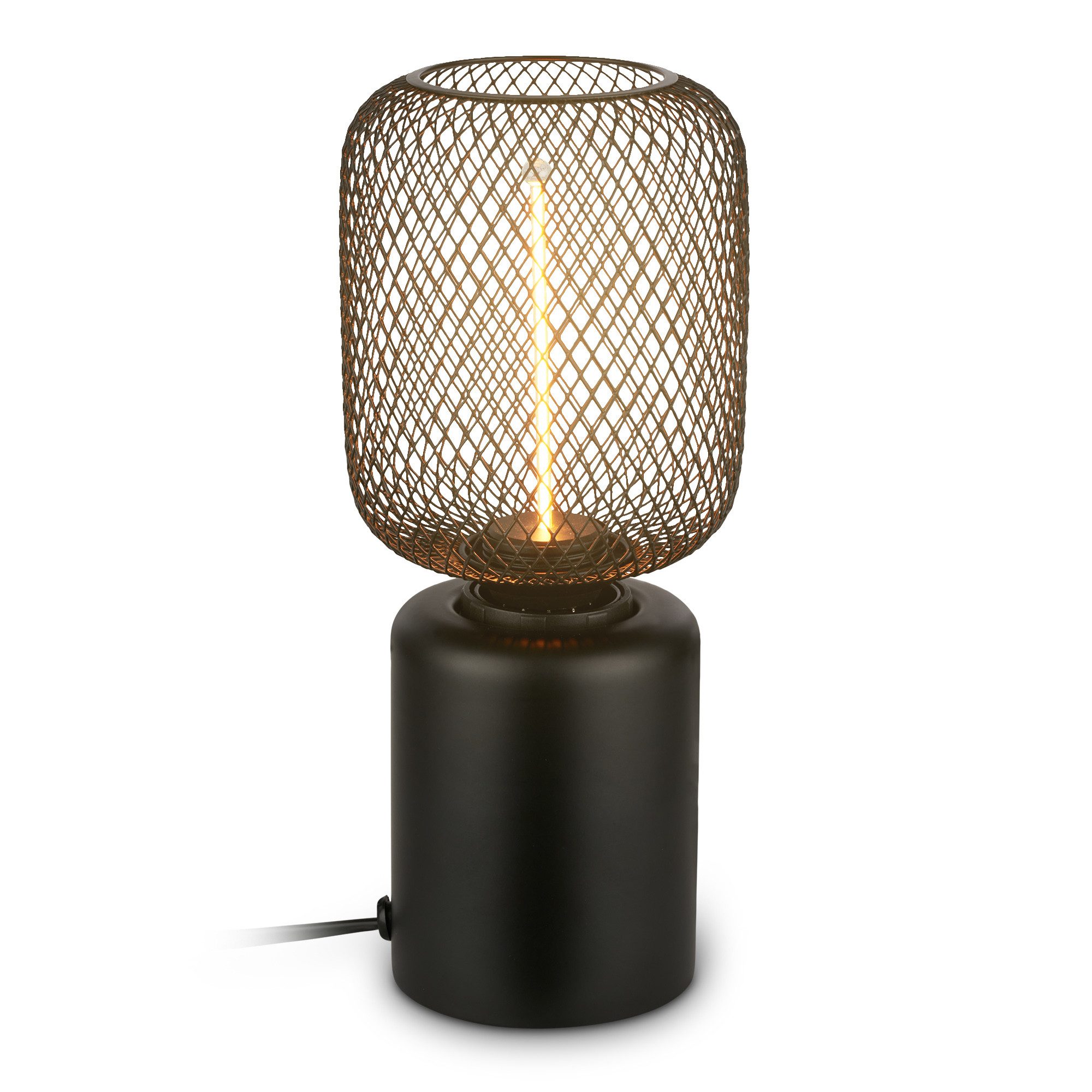 Briloner Leuchten LED Tischleuchte Tischlampe Drahtschirm Modern, LED wechselbar