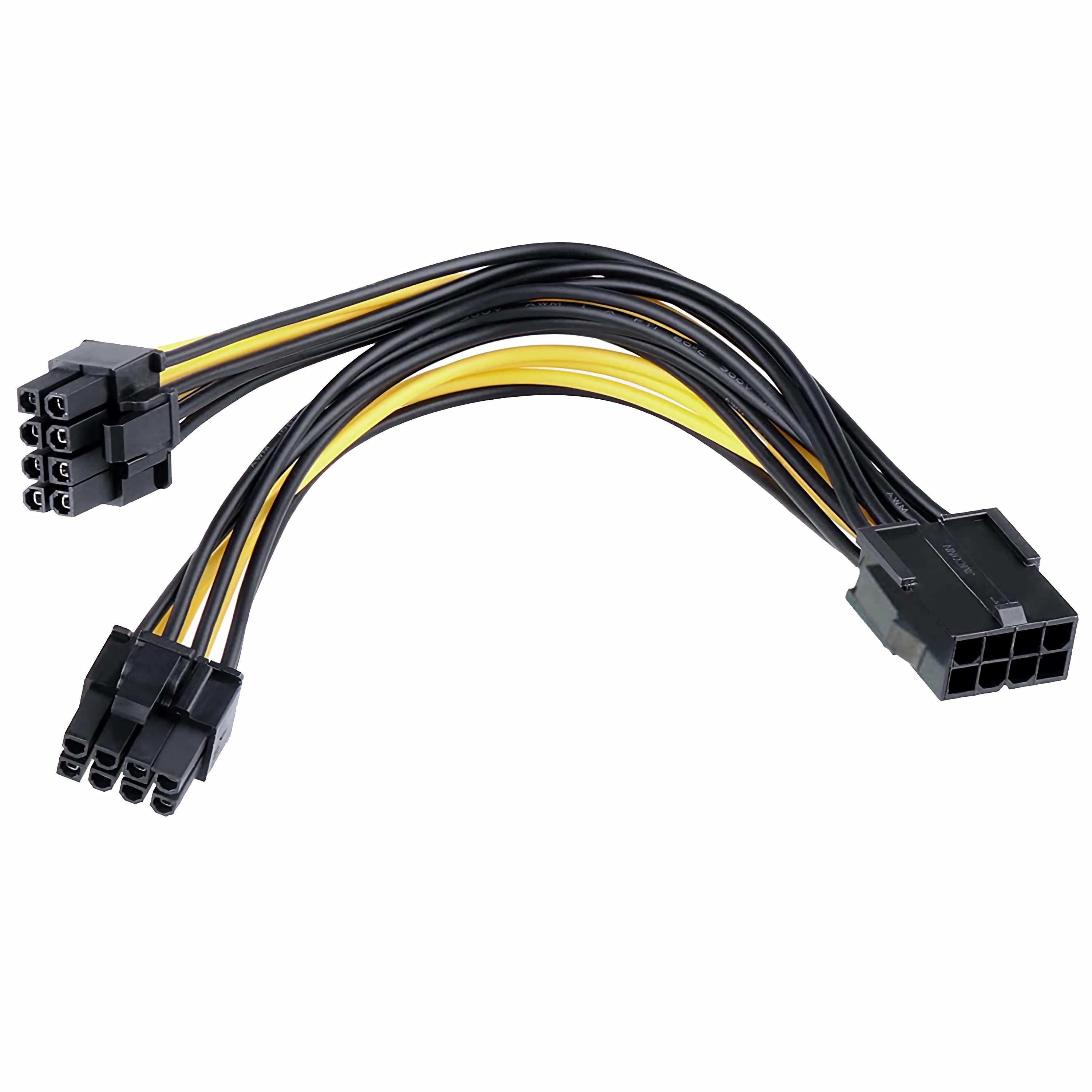 Bolwins L28 8pin PCIe auf 2x 8pin (6+2) Grafikkarte Stromkabel PCI-E Adapter Computer-Kabel, PCI-E 8-Pin (weiblich), 2× PCI-E 6+2-Pin (männlich) (25 cm), Power-Splitter, hohe Flexibilität durch 6+2-Pin-Stecker