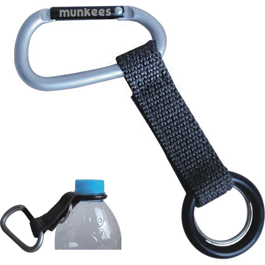 Munkees Karabiner Flaschenträger aus Aluminium, grau, (Einzelartikel), leicht, robust, integrierter Flaschenträger