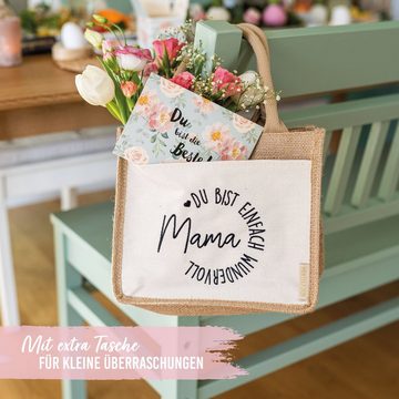 PAPIERDRACHEN Aufbewahrungstasche Jutetasche "Mama" - Muttertagsgeschenk