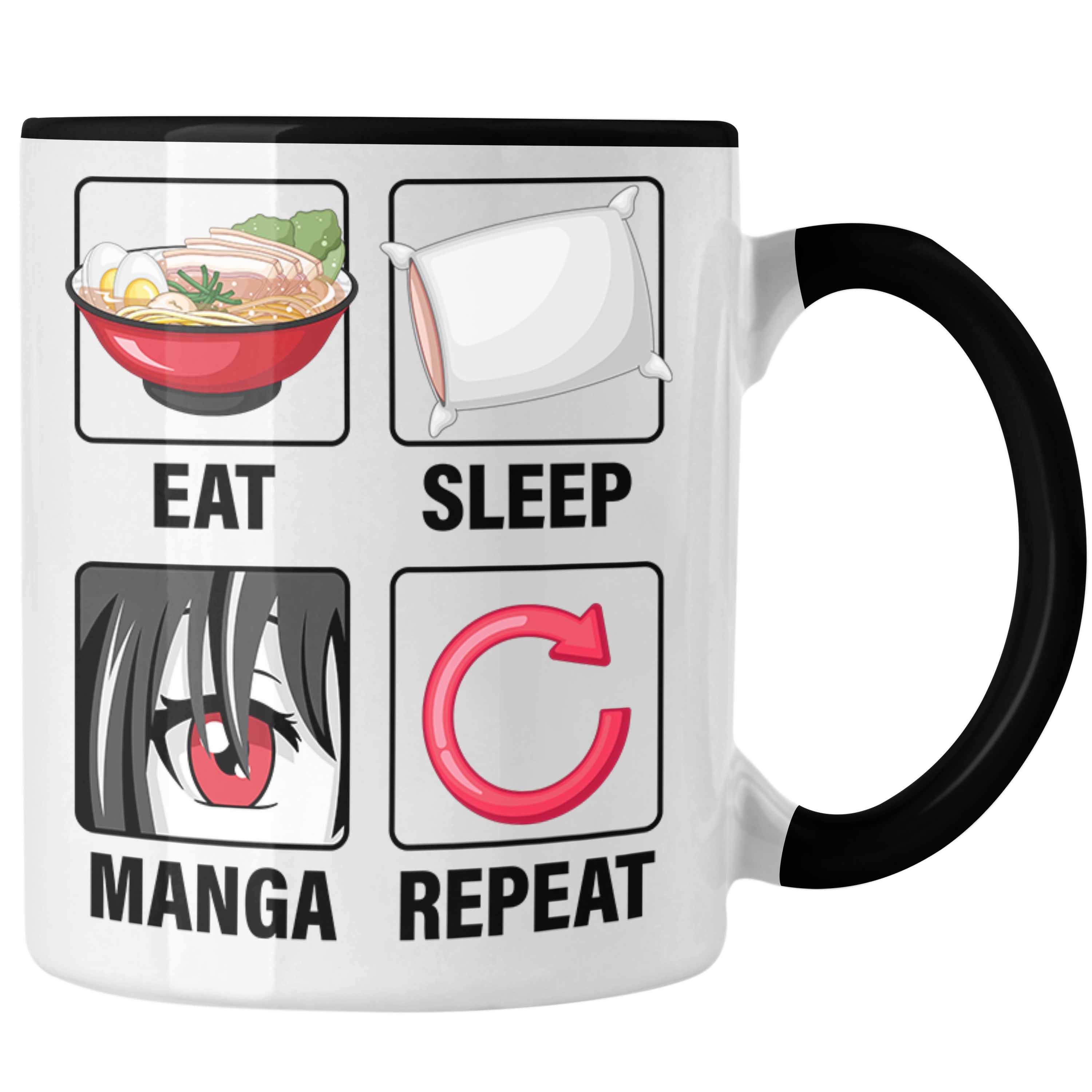 Eat Geschenk Manga Tasse Liebhaber Trendation Geschenkidee Repeat Schwarz Manga Sleep Tasse
