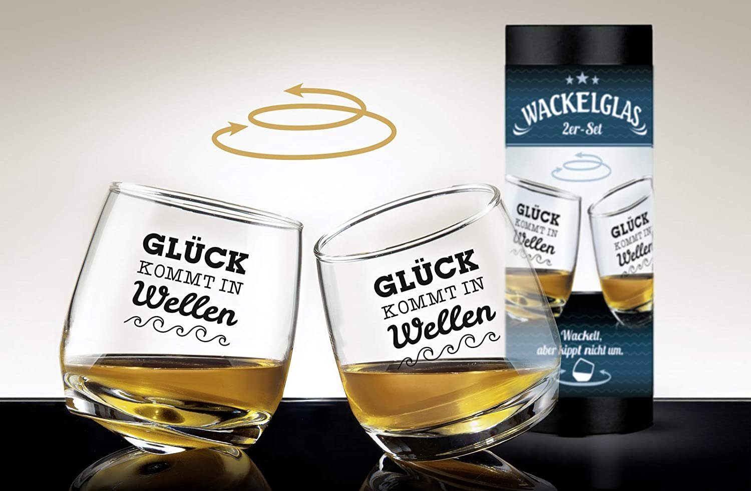 Whiskyglas Gilde Wackelglas 2er Set Das Glück kommt in Wellen