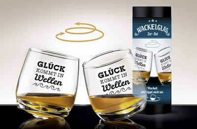 Steinnacher Bärbel Whiskyglas Gilde Wackelglas 2er Set Das Glück kommt in Wellen, Glas