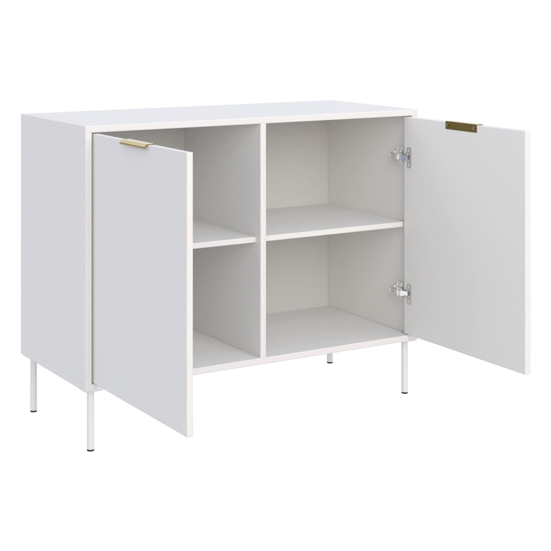 Selsey Sideboard VENA, Sideboard in Weiß mit goldenen Griffen, 3 Türen