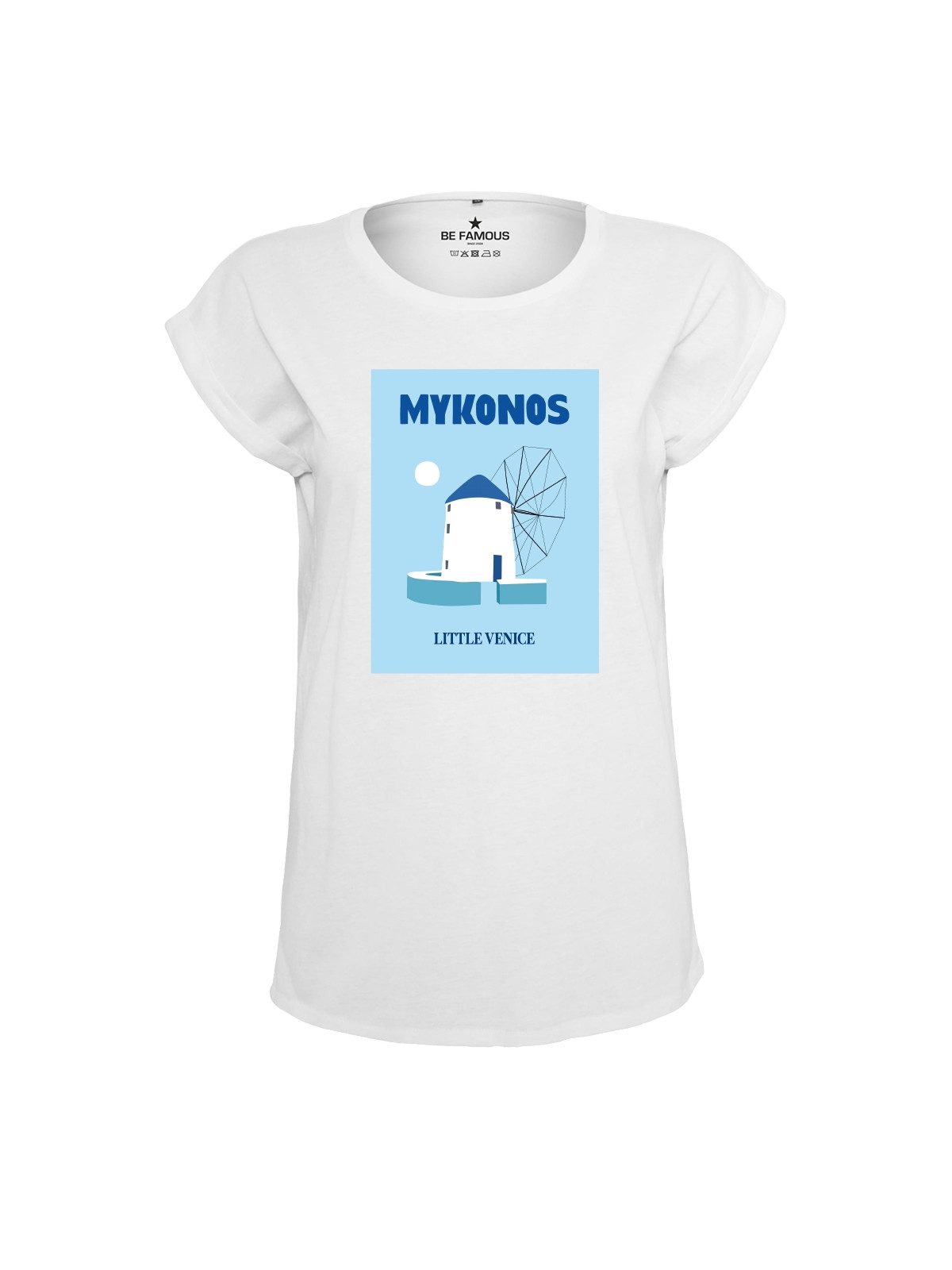 Be Famous Print-Shirt Classic Roll Up MYKONOS (1-tlg., keine)