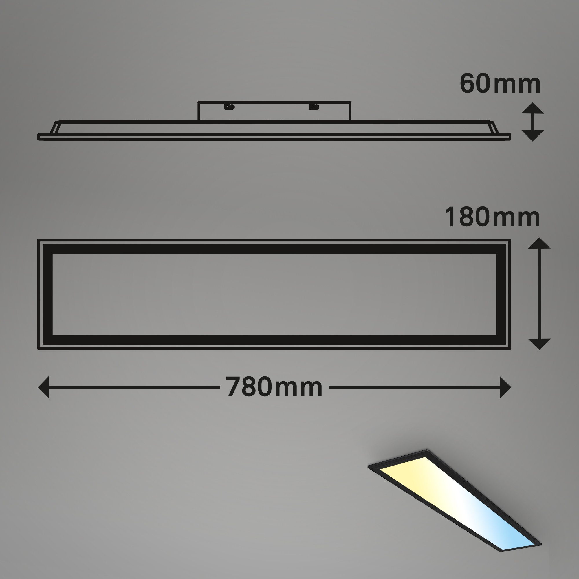 Briloner Leuchten Panel cm schwarz, verbaut, Außenwandleuchte, 2 Kaltweiß, Tageslichtweiß, Farbwechsler, fest LED Neutralweiß, IP44, x 19,5 inkl. LED/GU10, Warmweiß, 7399015