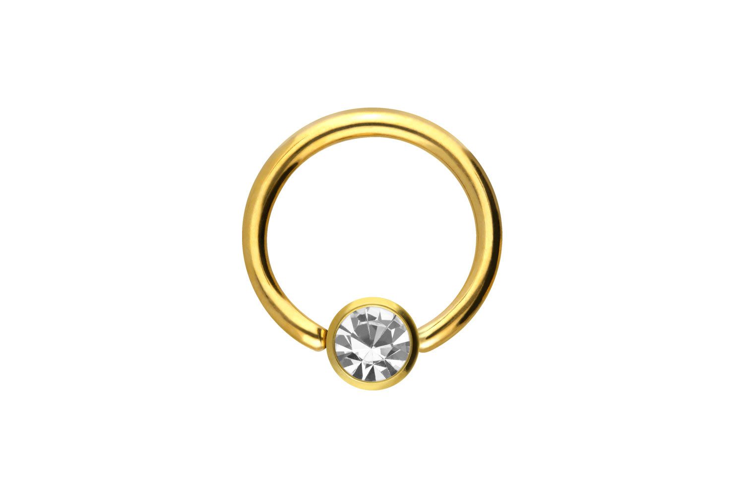 PIERCINGLINE Nasenpiercing Chirurgenstahl Klemmkugelring DISC + KRISTALL (Klemm-Ringe, 1-tlg)