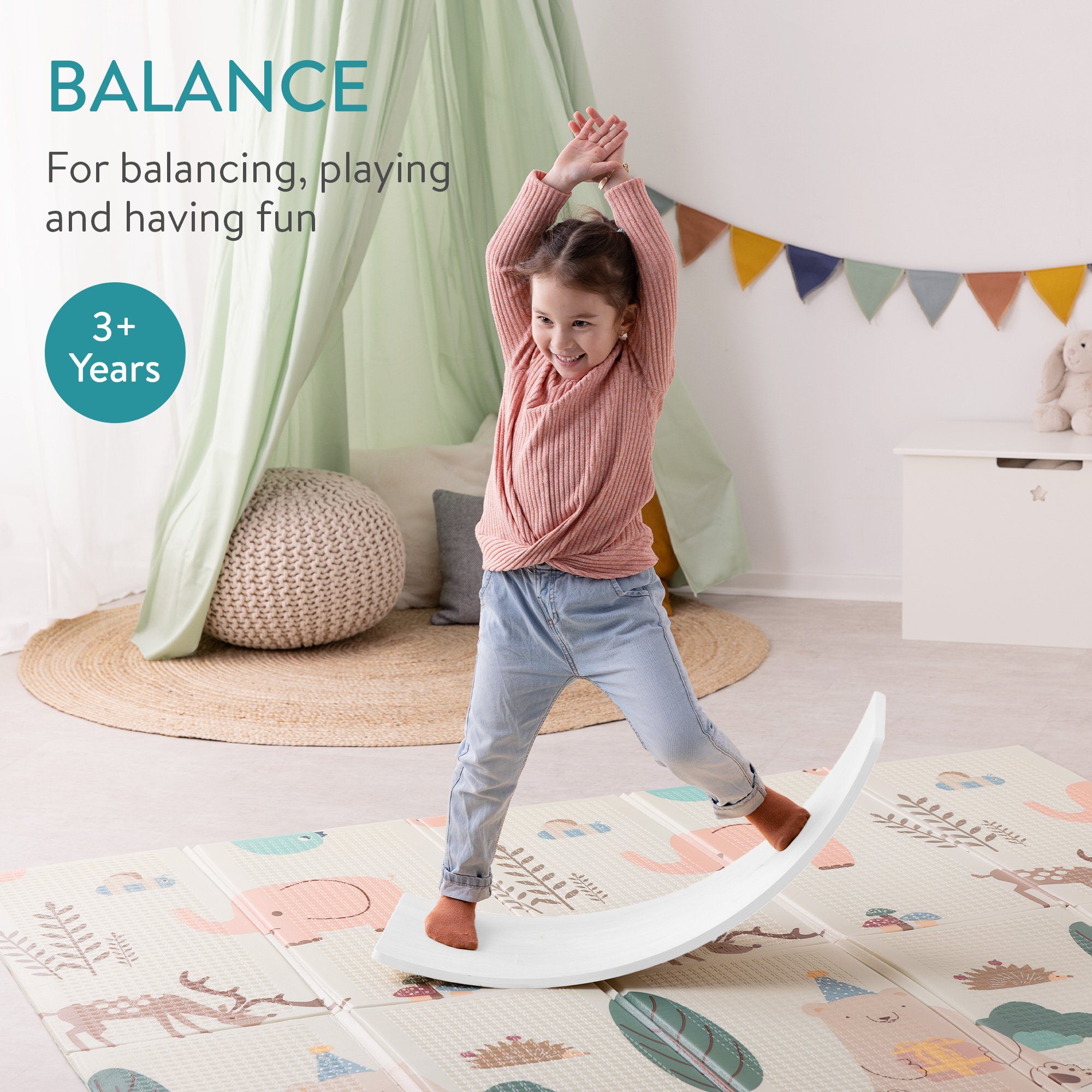 Indoor Wippe Board für Navaris - Jahren, Weiß Balance 3 Balanceboard ab Kinder