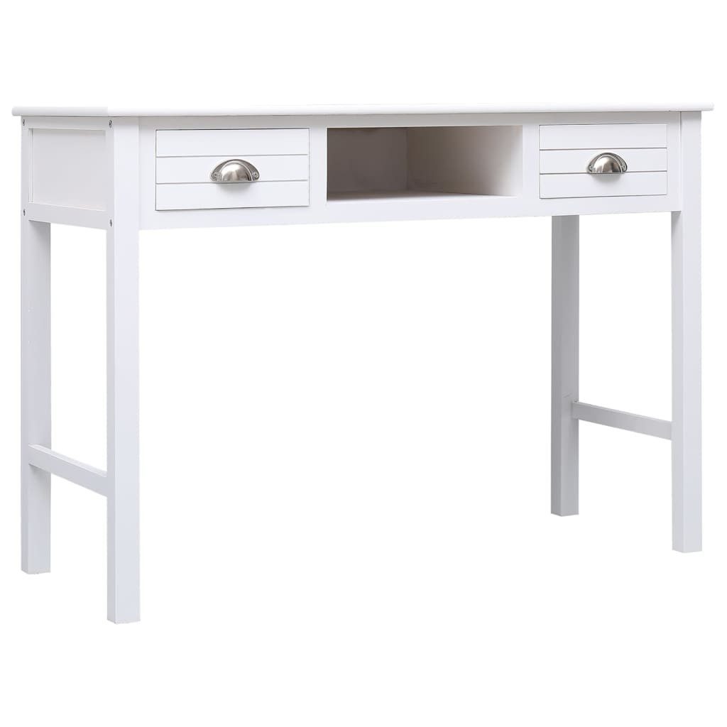 Schreibtisch Schreibtisch Weiß 108x45x76 cm Massivholz Paulownia