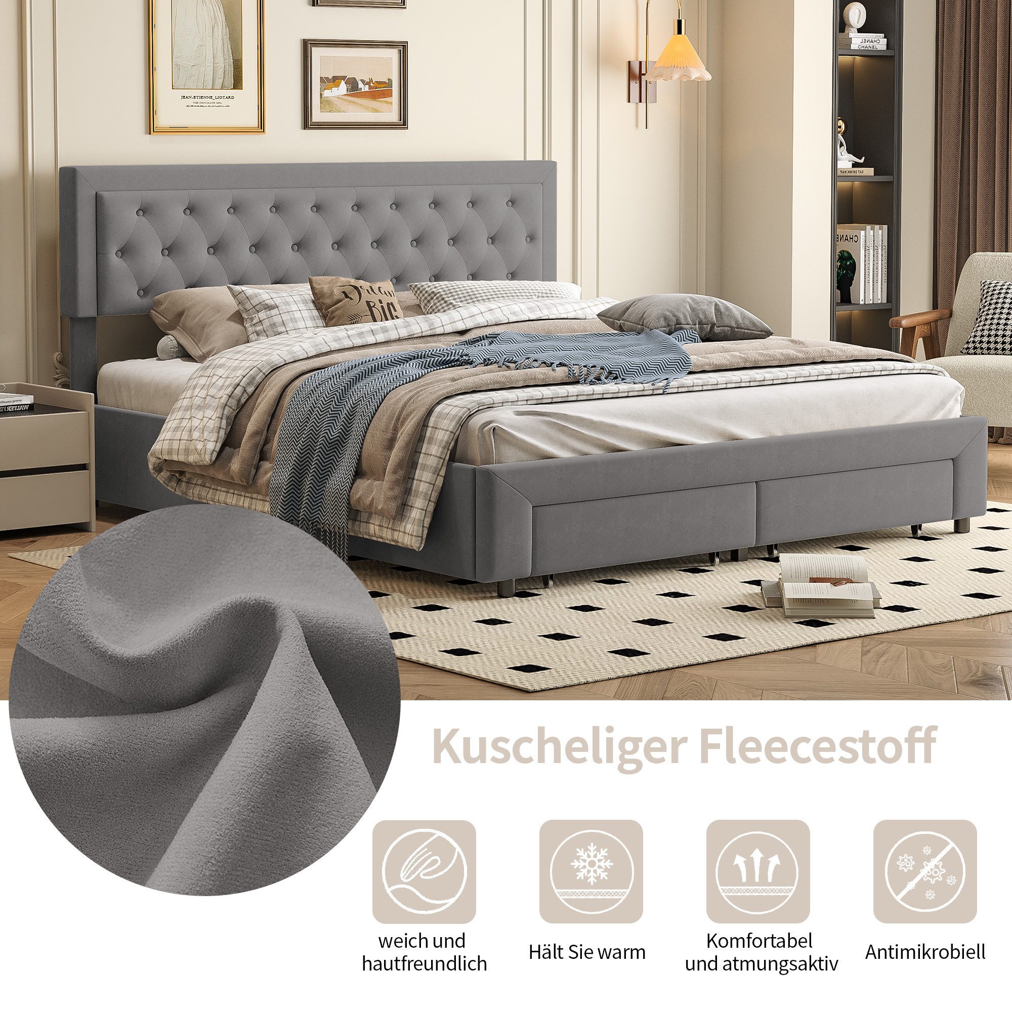 FUROKOY Polsterbett Boxspringbett Hydraulisches Doppelbett (Set, günstig online kaufen
