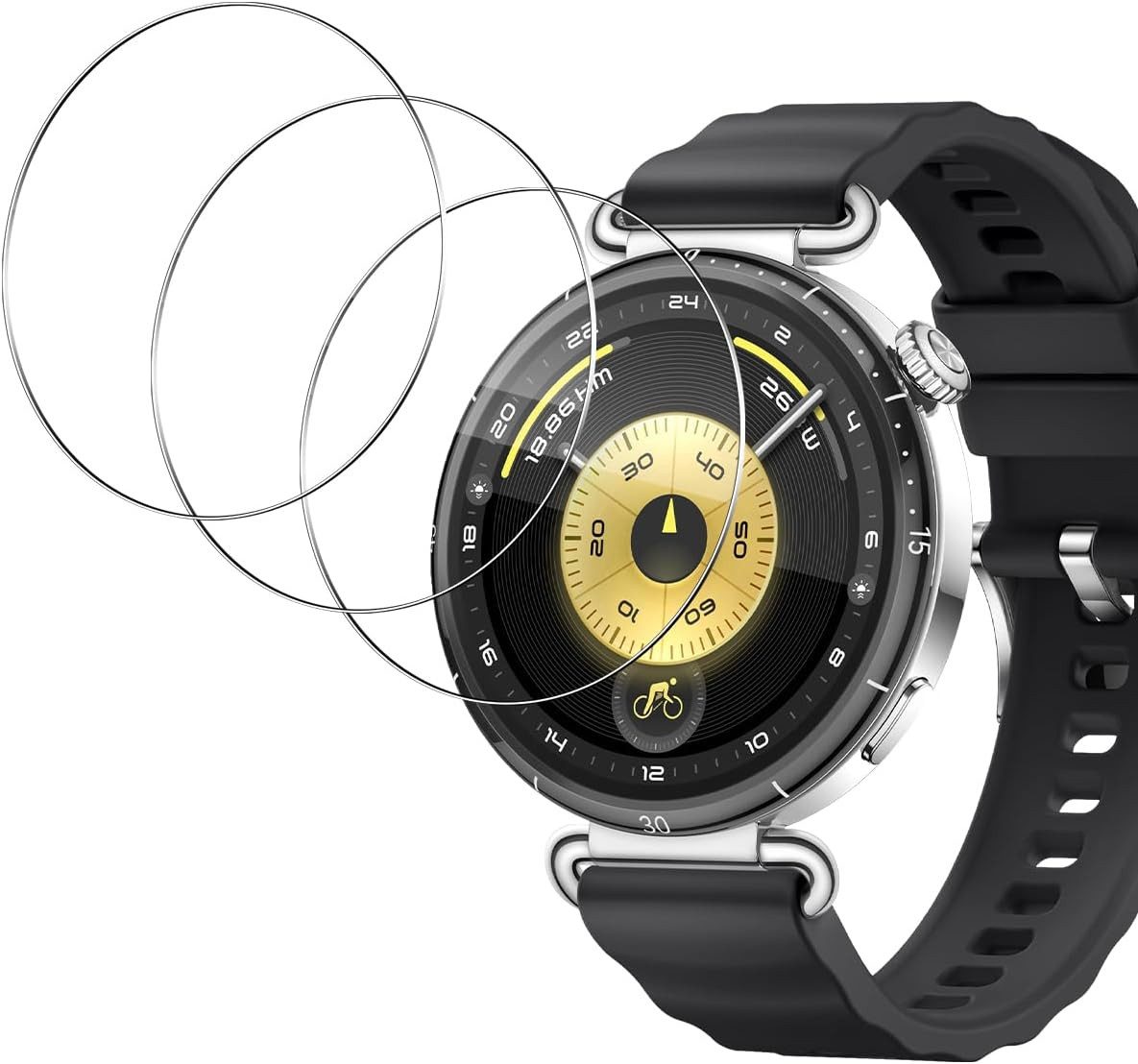 MSM Displayschutzglas 3X Schutzglas für Huawei Watch GT6 41 mm Panzerfolie 9H