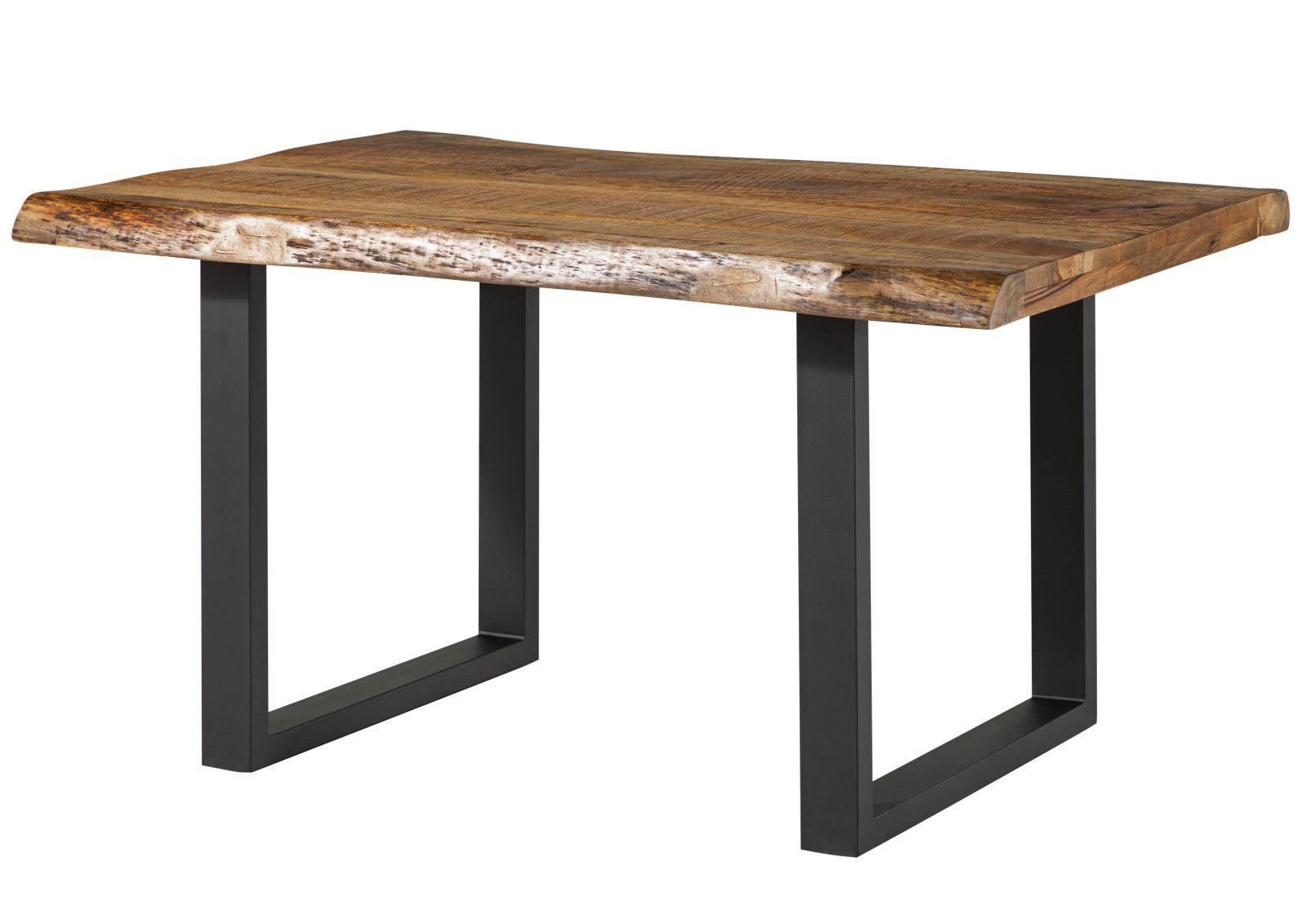 Massivmoebel24 Baumkantentisch FREEFORM (Massivholz, Massivholztisch), Baumtisch Mango 160x90x77 natur / U-Beine anthrazit FREEFORM 5