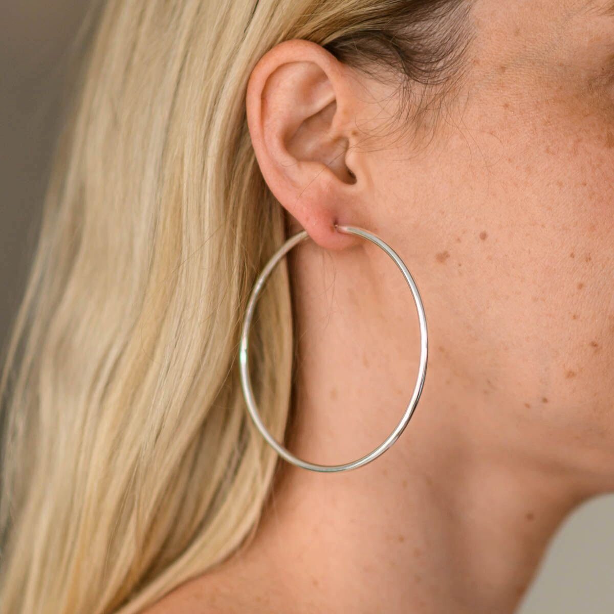 Materia Paar Creolen Damen Silber groß Ø70mm SO-403, 925 Sterling Silber günstig online kaufen