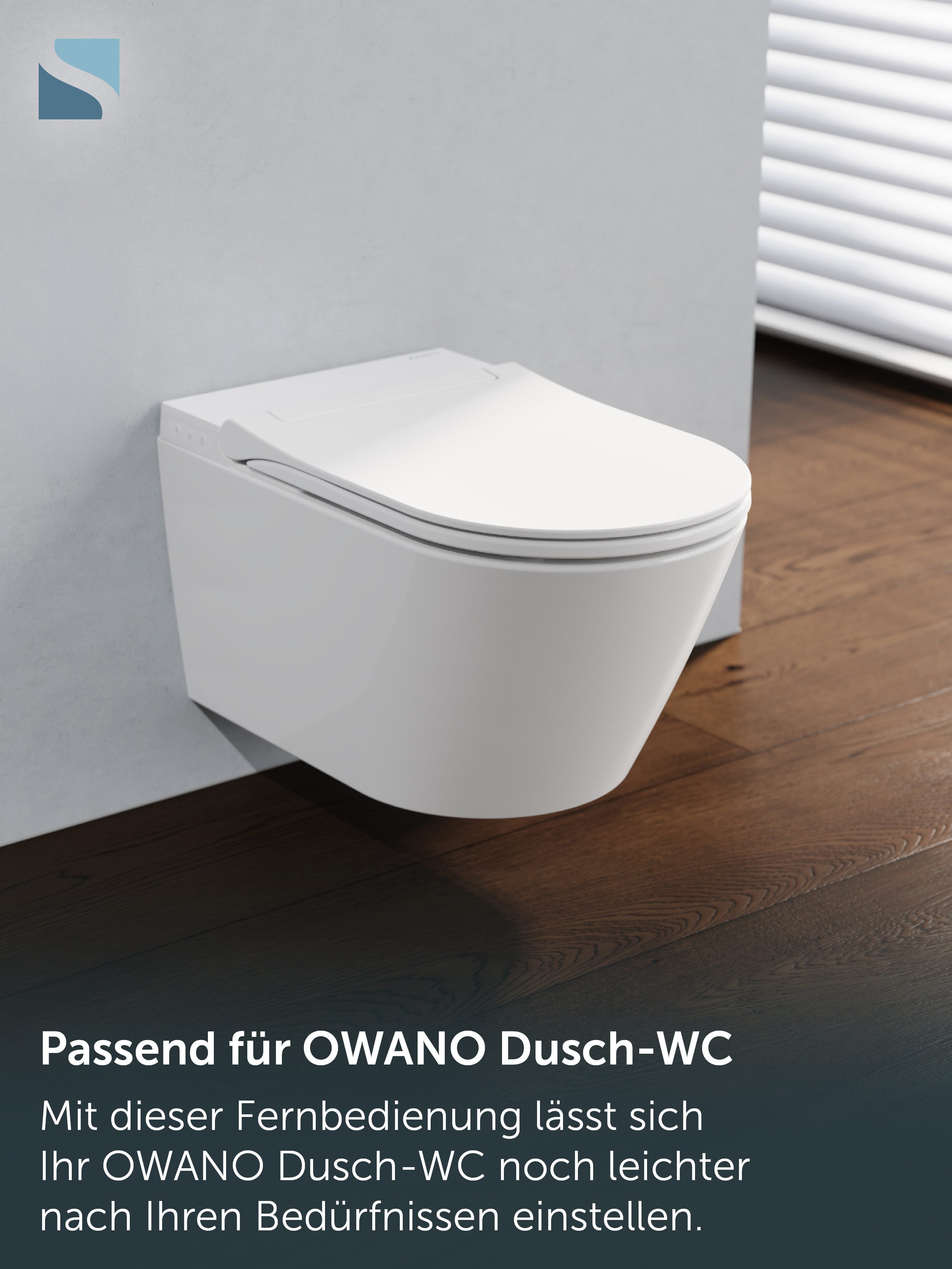 Schütte OWANO Fernbedienung (Dusch-WC Fernbedienung, Funk, 2 Profile, Wandhalter)