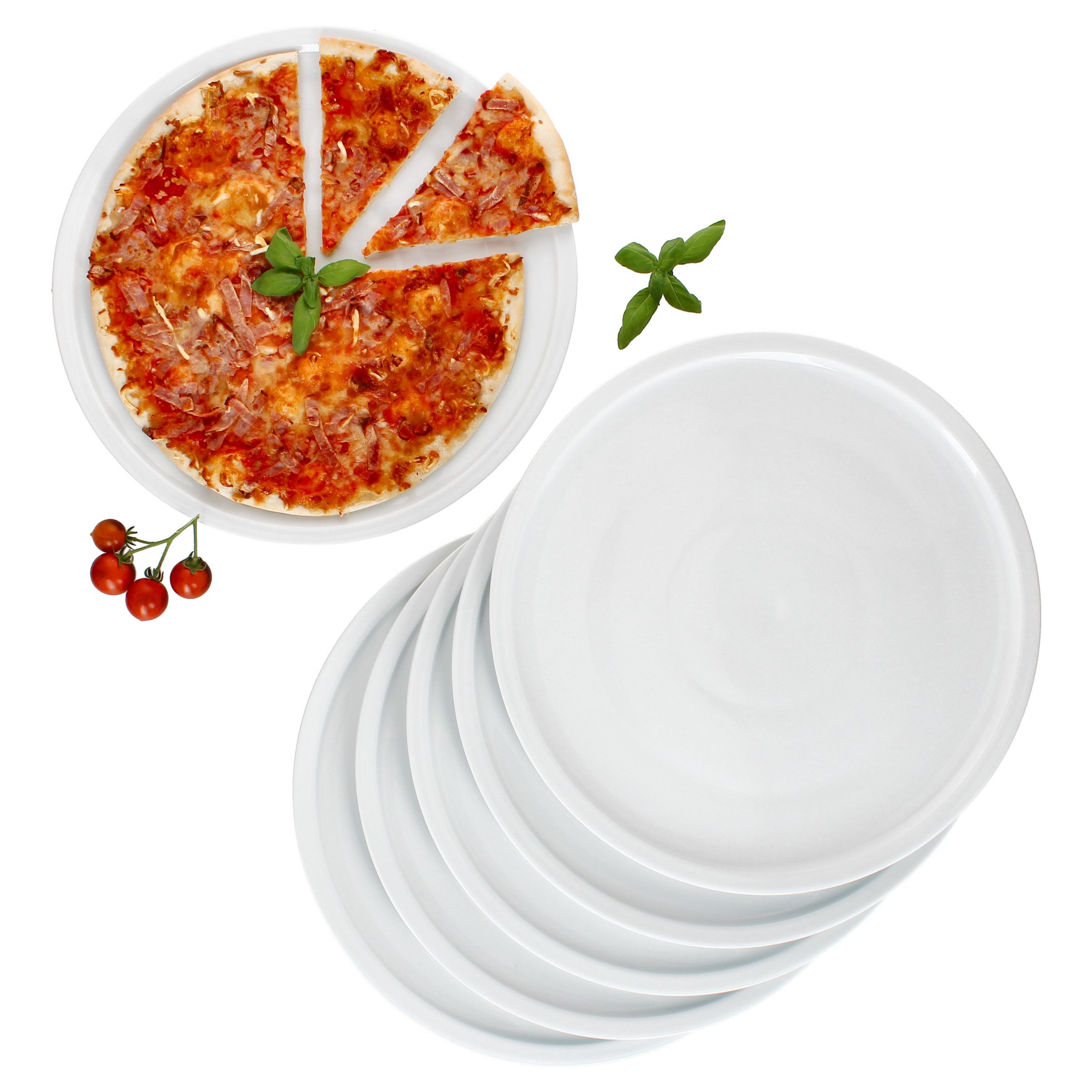 MamboCat Pizzateller 6er Set Bianco XL Pizzateller Ø33,5cm 6 Personen Teller Platte