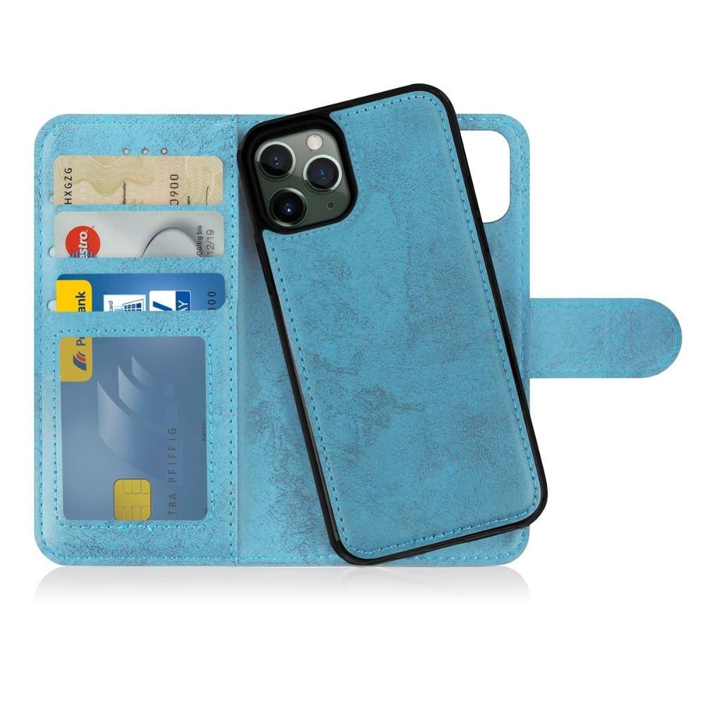 MyGadget Handyhülle Flip Case Handyhülle, für Apple iPhone 11 Pro -  Magnetische Hülle aus Kunstleder Klapphülle - Kartenfach Schutzhülle in  Hellblau