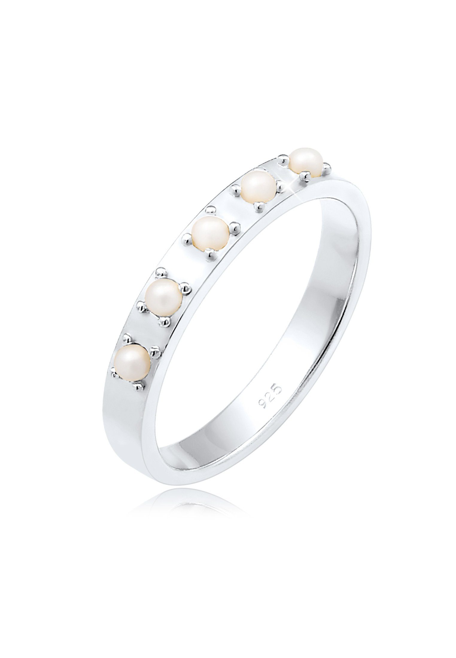 Synthetische anlaufgeschützt Bandring Silber, hochglanzpoliert Perlenring 925 Silberschmuck Elli und Perlen