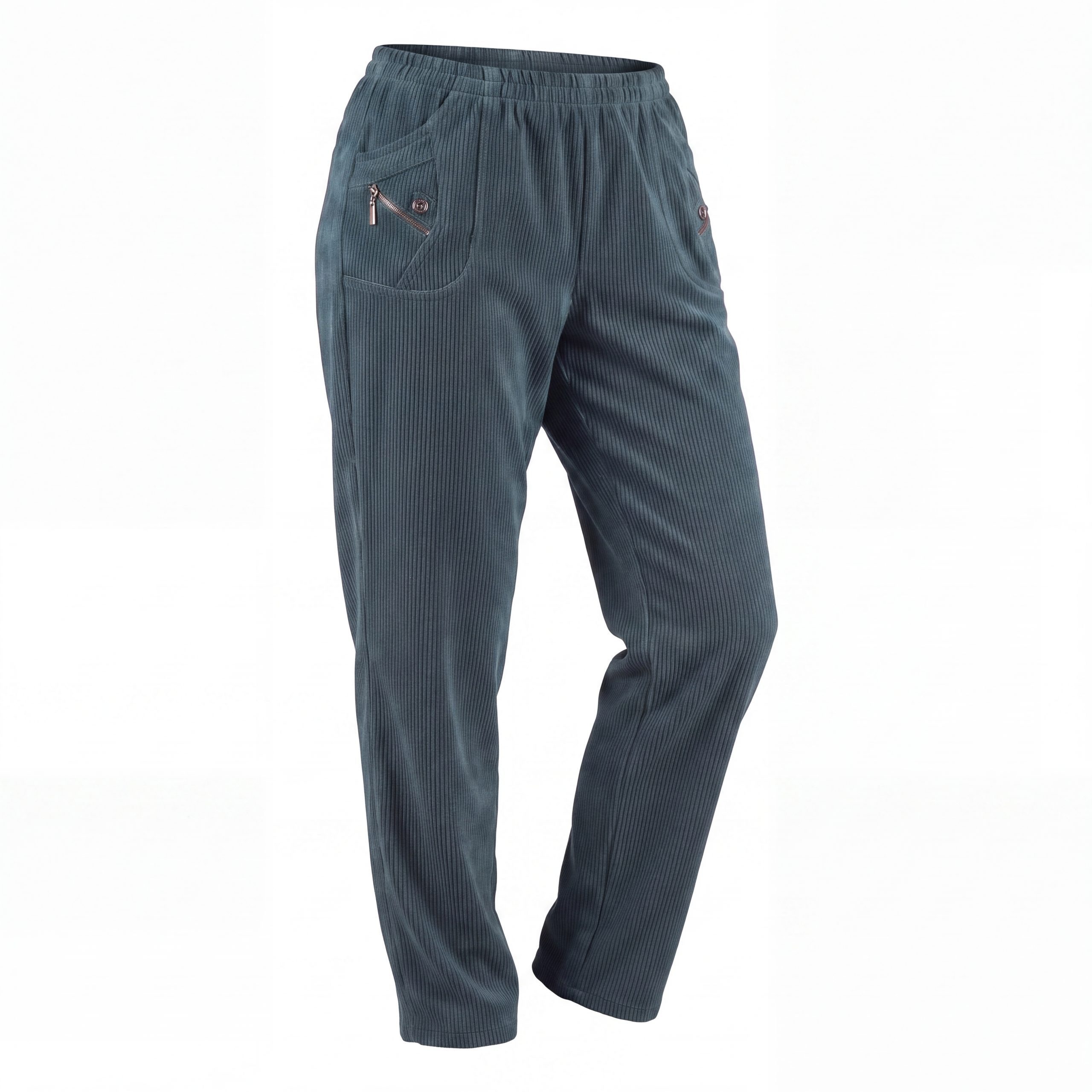 Cherry Berry Cordhose Stretchhose Damen Weiche Cord Schlupfhose Kurzgröße Kurzgröße, elastischer Bund, Unifarben – Bild 2 von 5