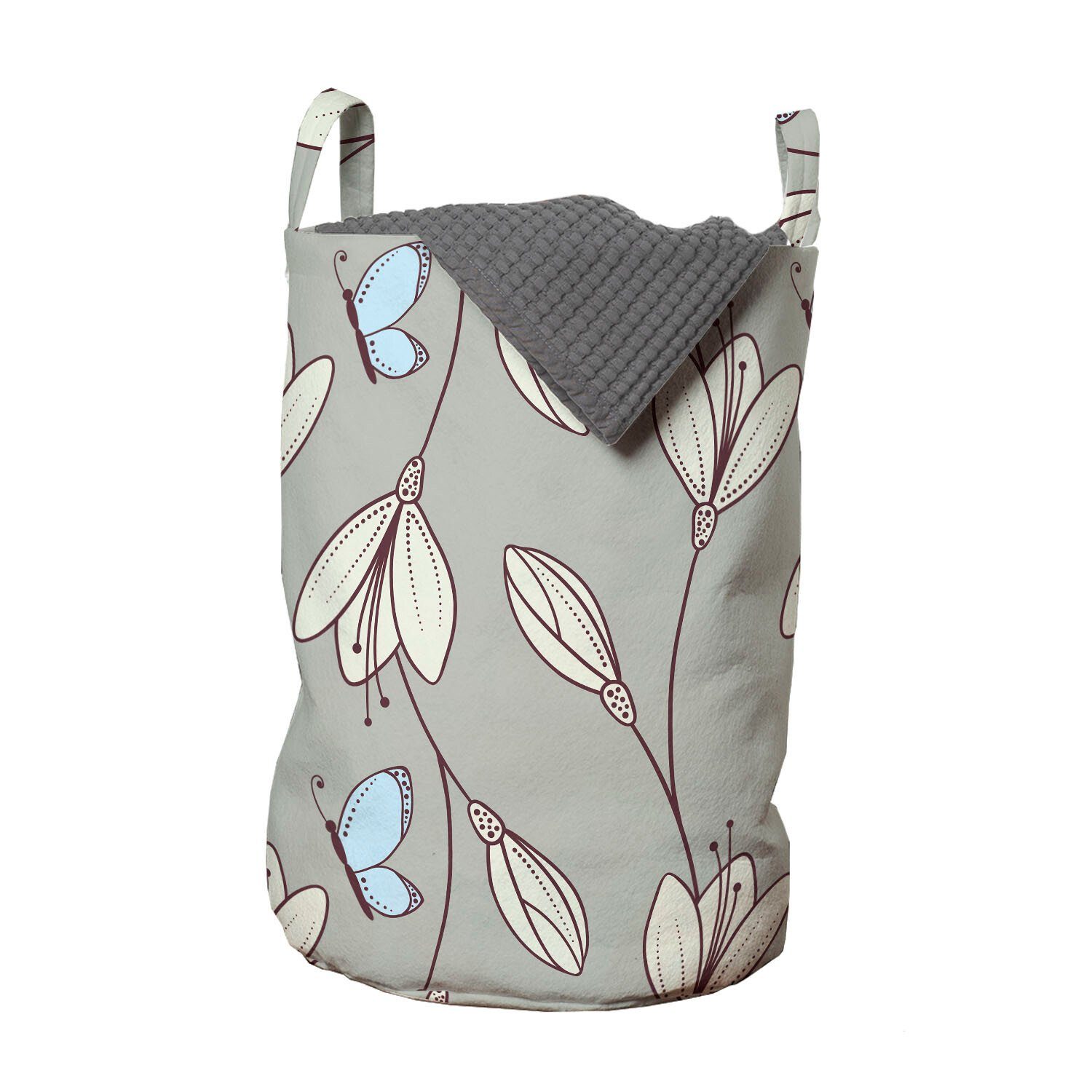 Abakuhaus Wäschesäckchen Wäschekorb mit Griffen blühen Blätter Schmetterling Kordelzugverschluss für Waschsalons, Moths