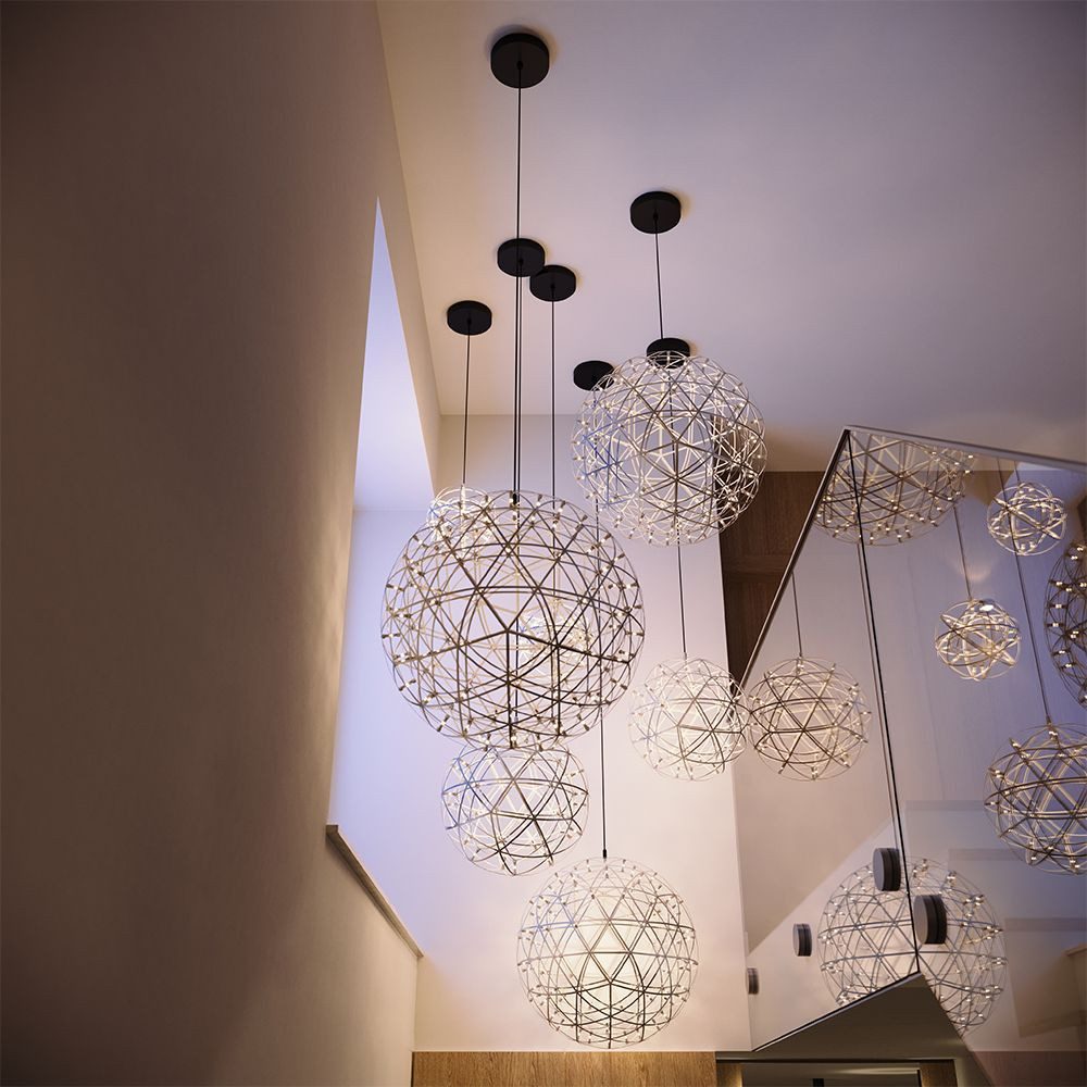 s.luce Pendelleuchte XL LED Hängeleuchten-Kombination Atom Modular Schwarzchrom, Warmweiß