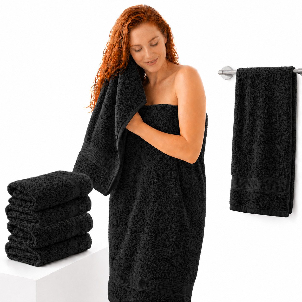 Komfortec Badetücher 100% Baumwolle, 470 g/m², Frottee (4-St), Handtücher 70x140 cm Set, Weich