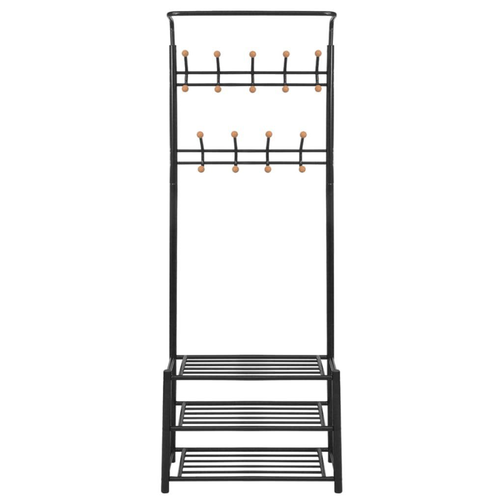 vidaXL Garderobenständer Garderobe mit Schuhablage 68×32×182,5 cm Schwarz, (1 St)