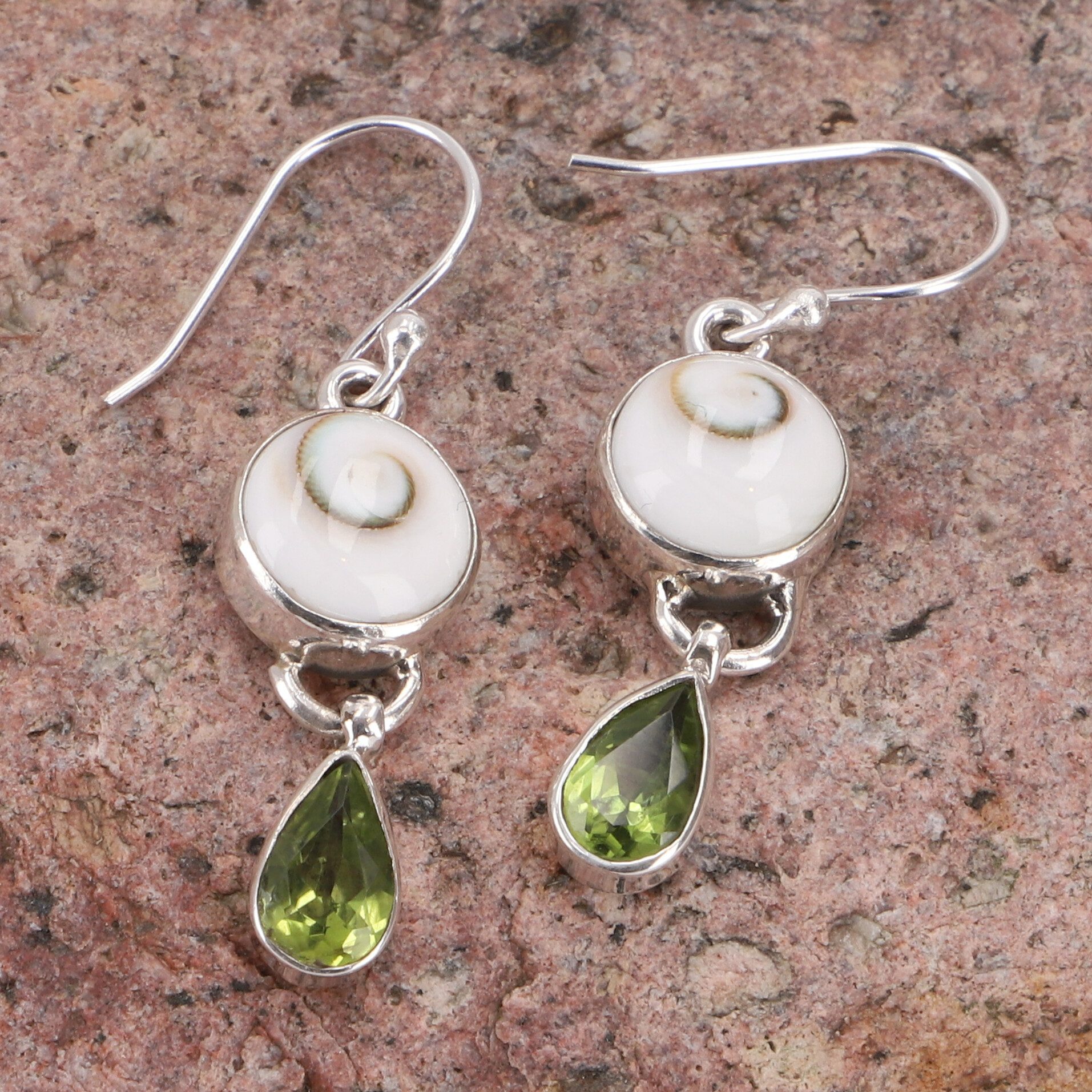 Guru-Shop Paar Ohrhänger Indische Boho Ohrringe Shiva - Peridot