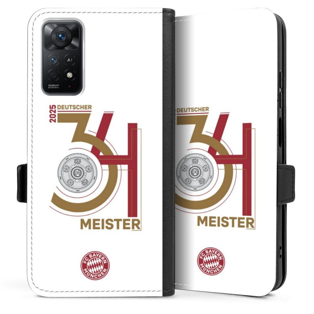 DeinDesign Handyhülle FC Bayern München Meister Offizielles Lizenzprodukt, Xiaomi Redmi Note 11 Pro 4G Hülle Handy Flip Case Wallet Cover