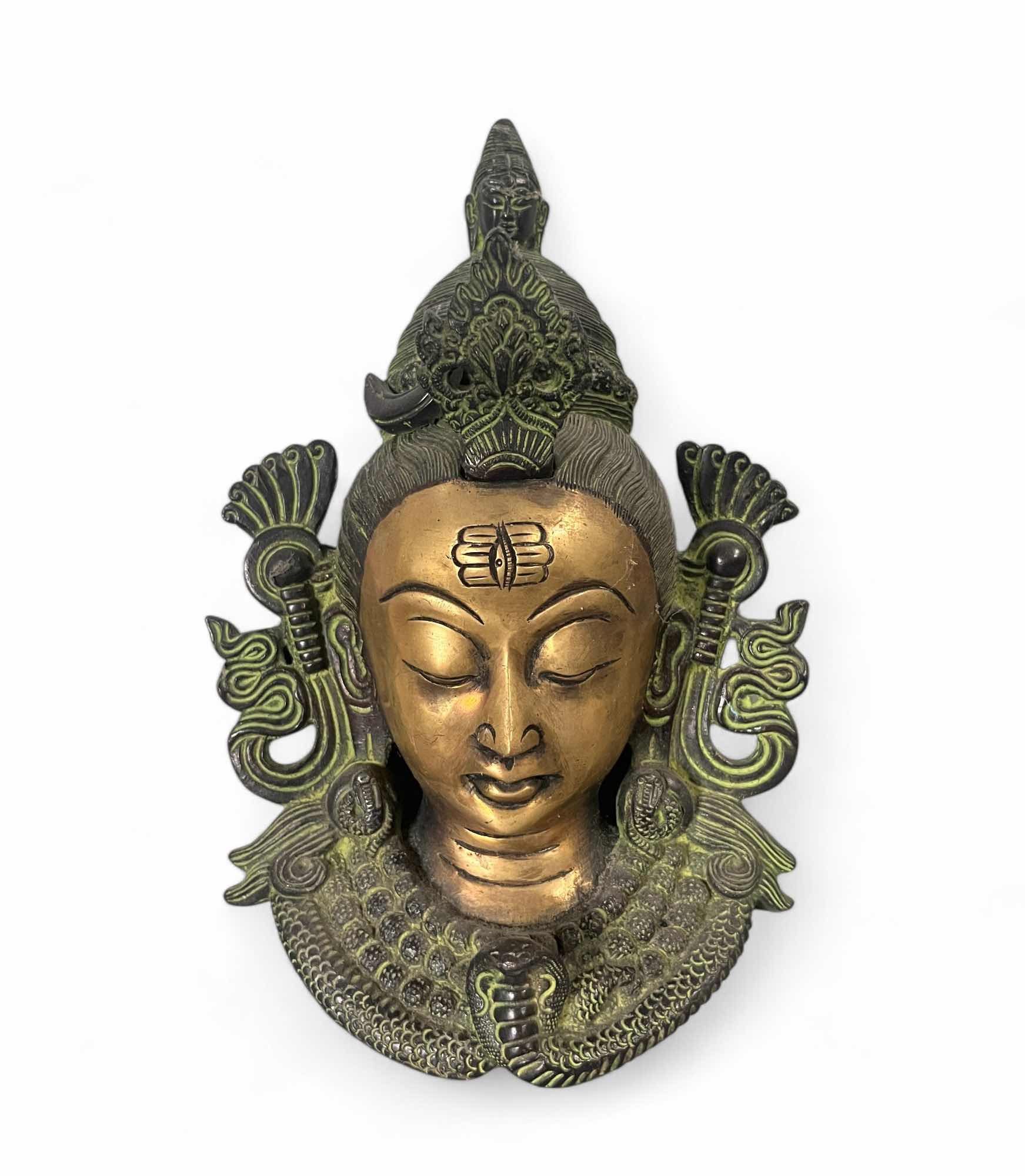 Buddhafigur Shiva Wandmaske Nepal Bronze Skulptur 26 cm