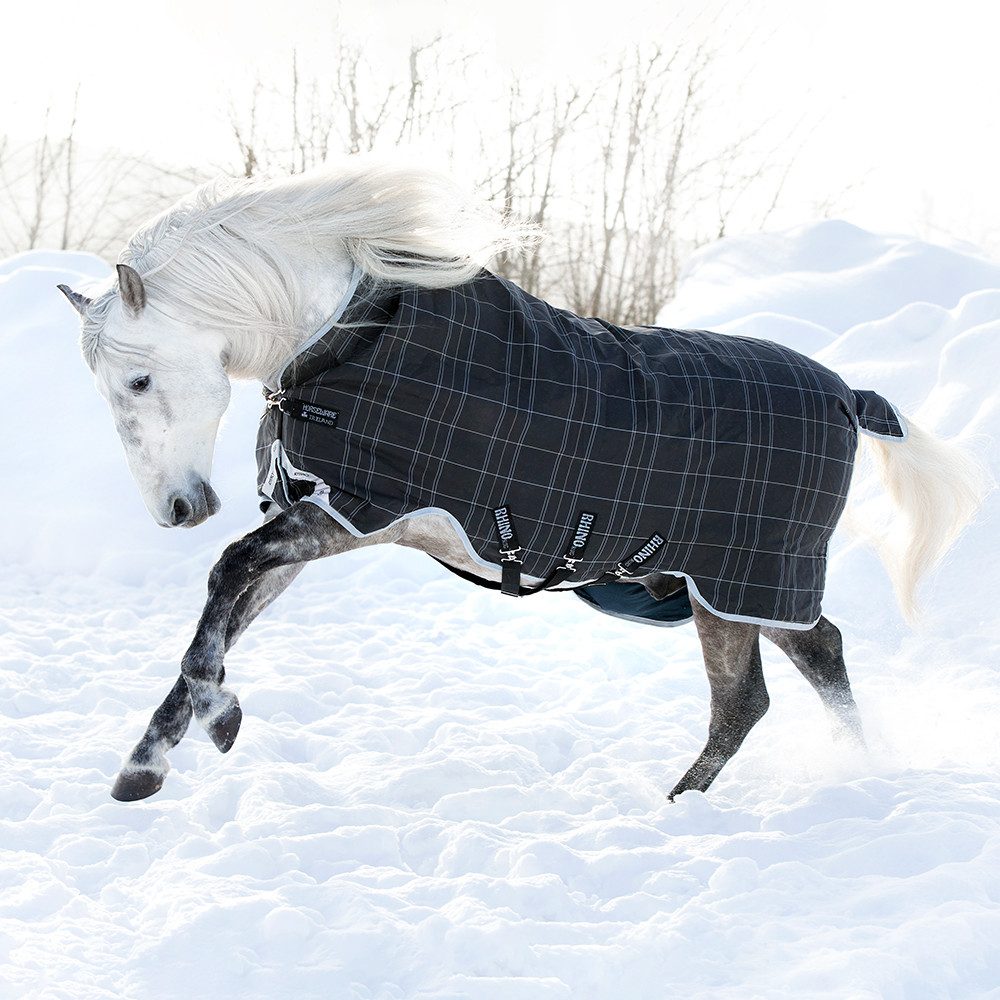 Pferde-Thermodecke Horseware Rhino Wug Turnout 450g Heavy Vari Layer - Black/Grey/White
